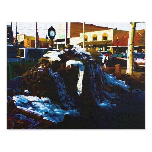 Jigsaw Puzzle (30, 110, 252, 500,1000-Piece) ...  "Ice & Water Sculpted" ... Downtown Grangeville, Idaho ... Adjacent To Irwin Pharmacy ... 5Jan23 ... Original Works ...