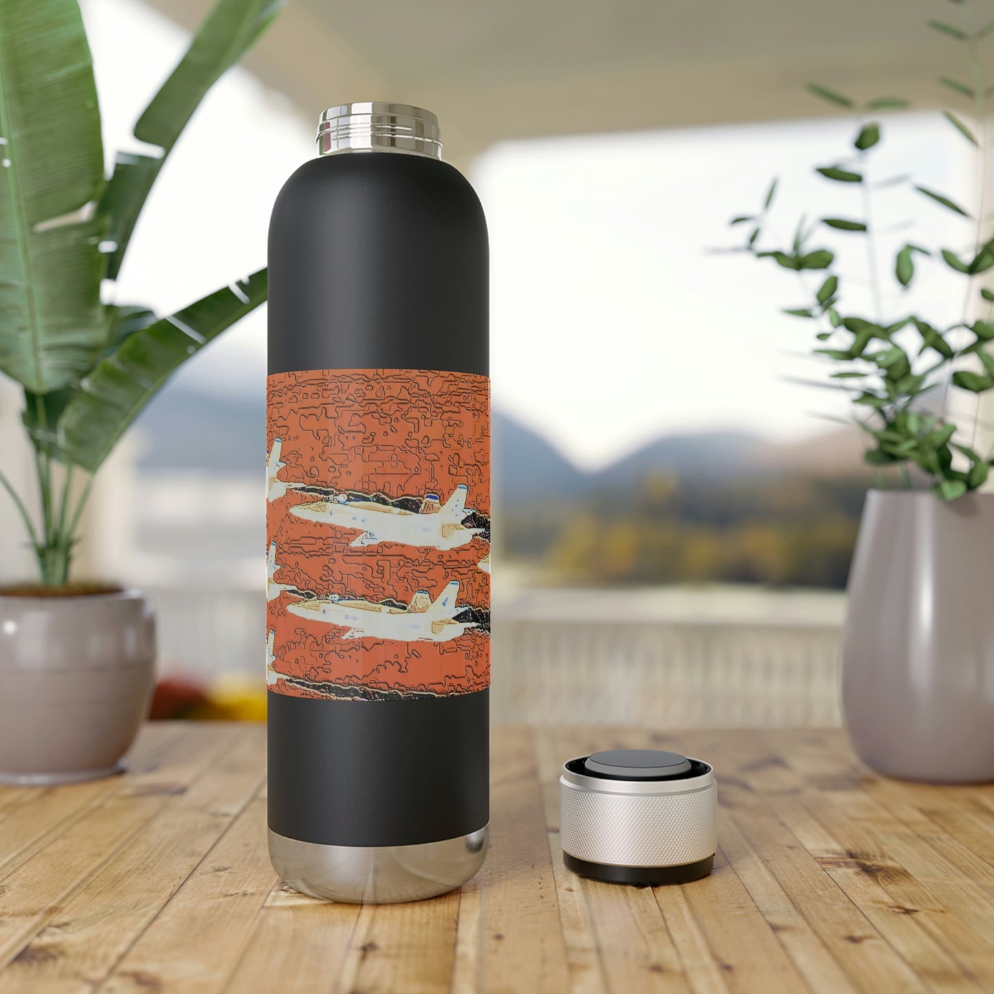 Soundwave Copper Vacuum Audio Bottle 22oz ... Seattle Seafair ..."Blue Angels Run Over Lake Washington" ... Circa Mid 1980's ... Dr FJ Holt ... Original Works ...