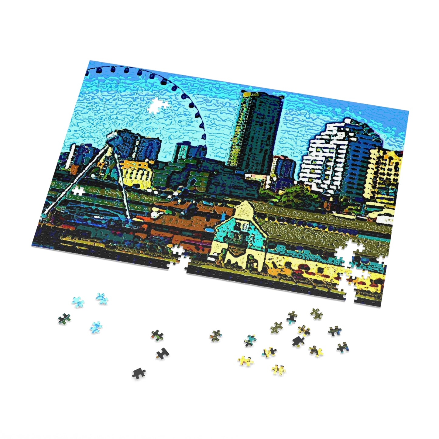 Jigsaw Puzzle (30, 110, 252, 500,1000-Piece) ... That Classic Wheel ... 'Seattle's Wheel' ... & An Old Classic Waterside Vendors ...  'Family Archives' ... Original Works ...