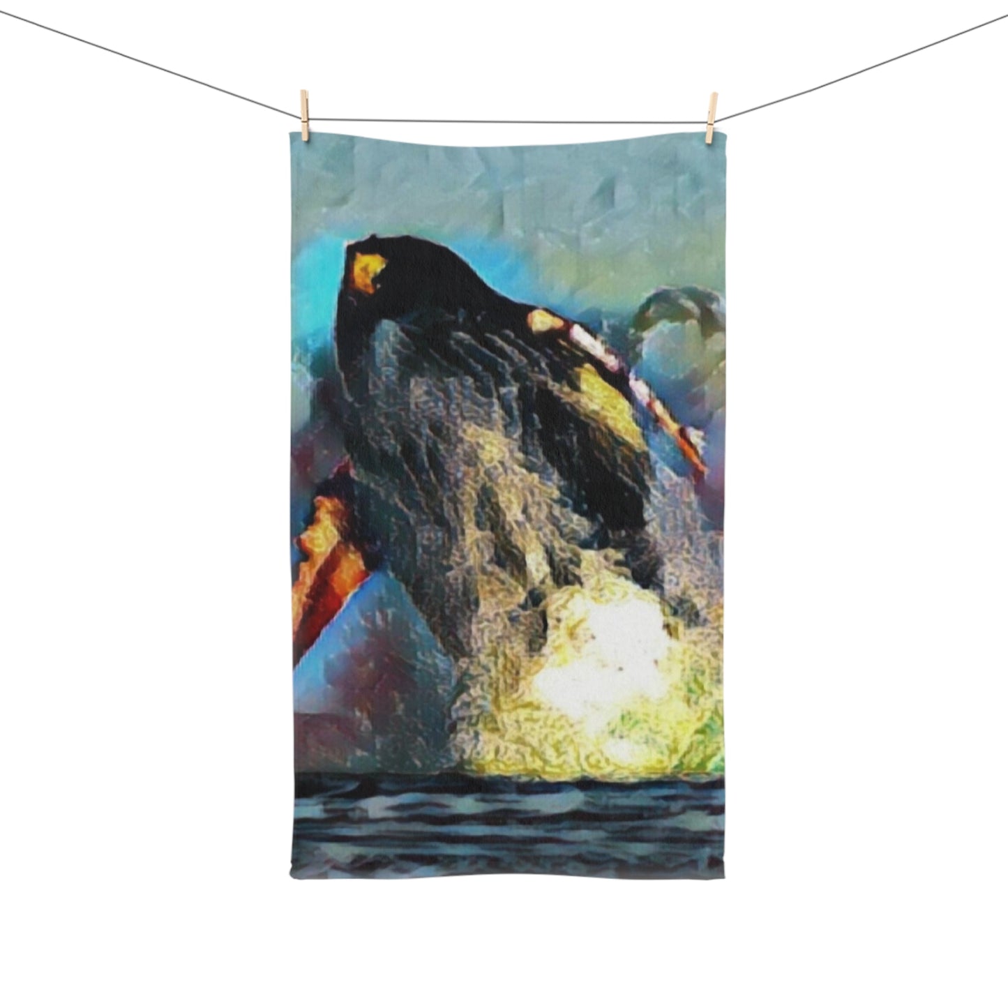 Hand Towel ... An Extraordinary Humpback Breach ... 'With Explosive Energy' ... Family Archives (KPH) ... Circa: 21st Century. Maui, HI ... Original Works ...