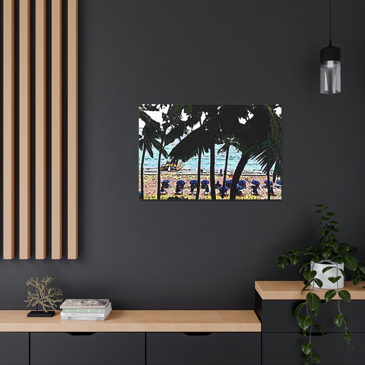 Satin Canvas, Stretched ... "A Beautiful Beach Amongst The Palms" ... The Outrigger Waikiki, Honolulu, Oahu ... Original Works ...