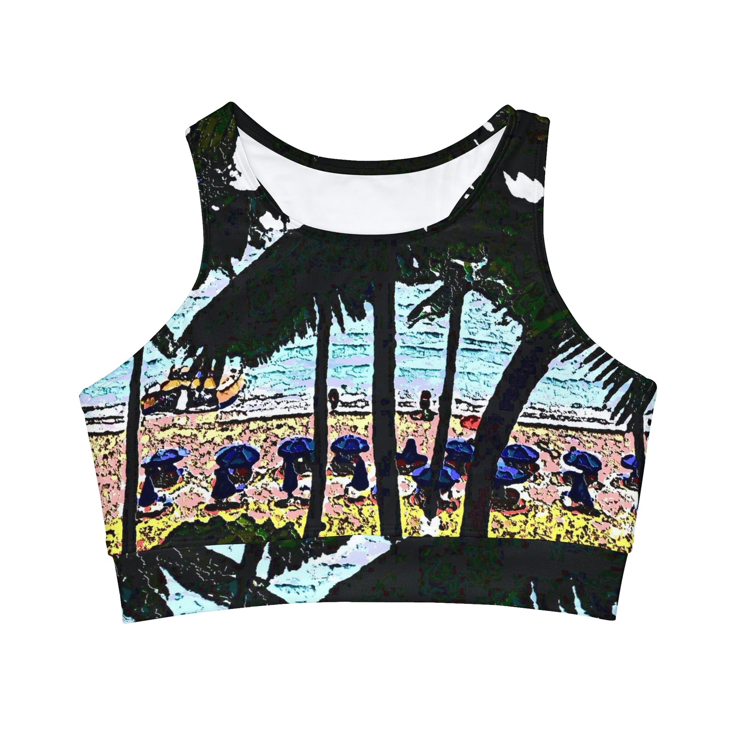 High Neck Crop Bikini Top ...  "A Beautiful Beach Amongst The Palms" ... The Outrigger Waikiki, Honolulu, Oahu ... Original Works ...
