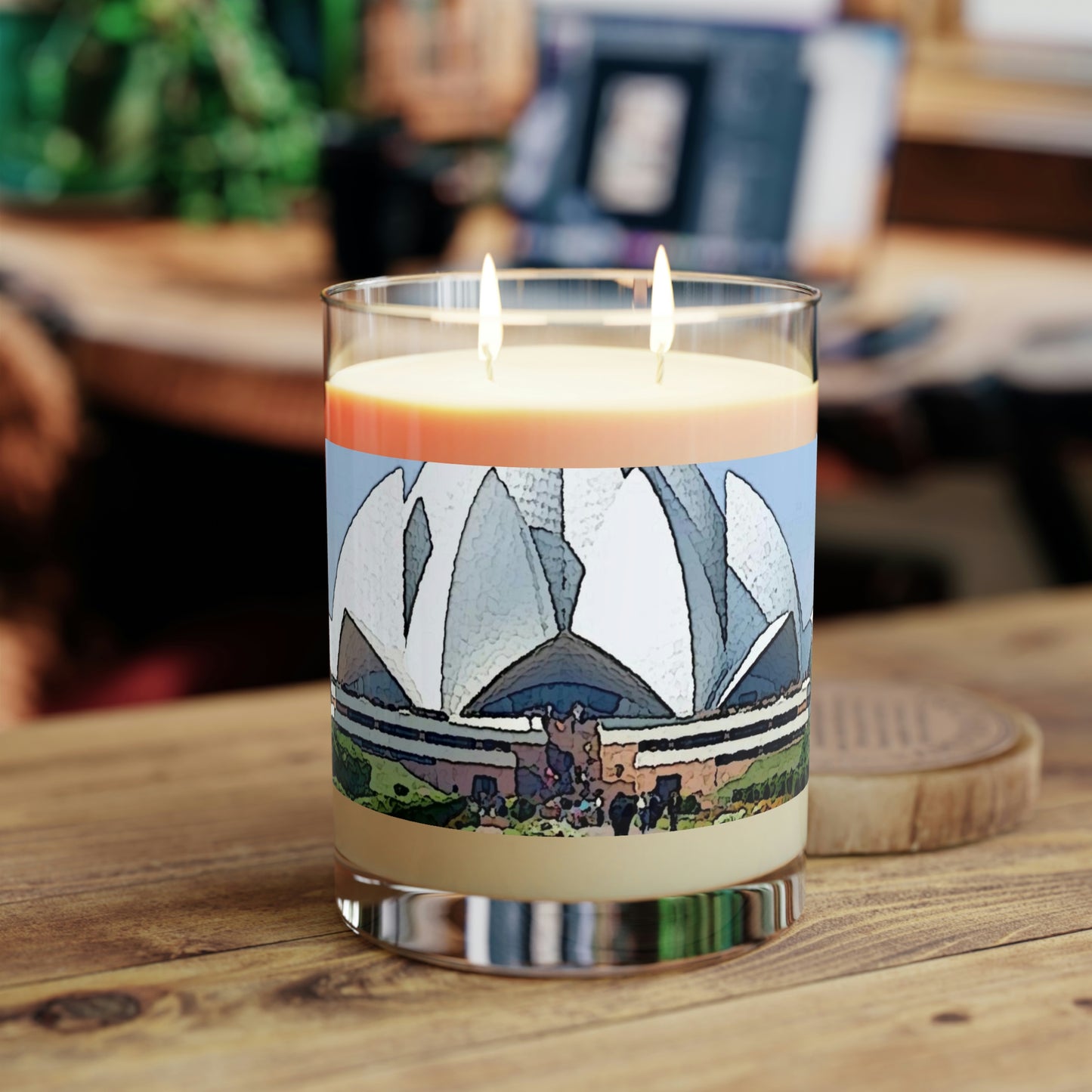 Scented Candle - Full Glass, 11oz ... 'Bahai'i House-Of-Worship' ... "Lotus Temple: Delhi, India, 2008" ... Original Works ...