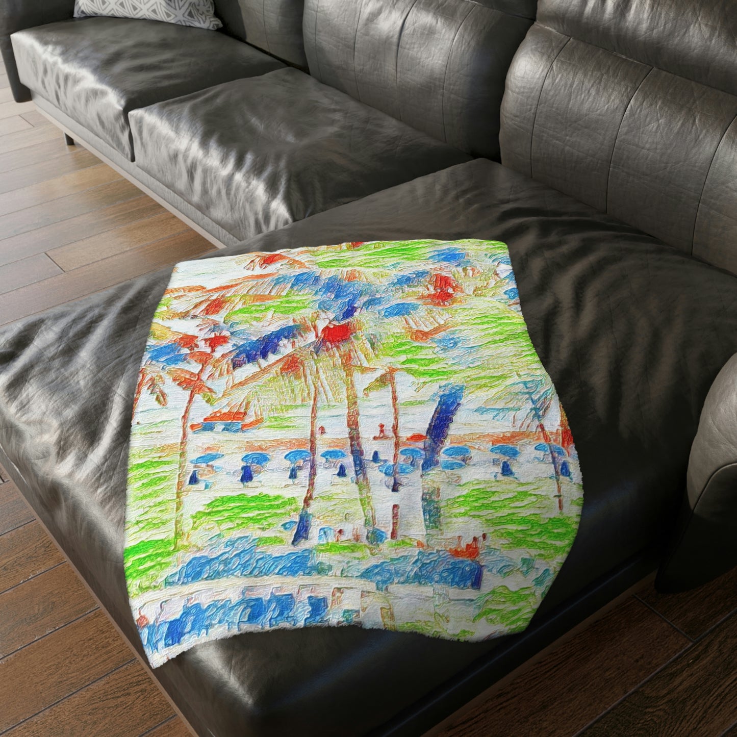 Velveteen Minky Blanket (Two-sided print) ... "The Royal Hawai'ian: Waikiki Beach_Beach" ... Honolulu, HI ... October 2014 (Halloween) ... Original Works ...