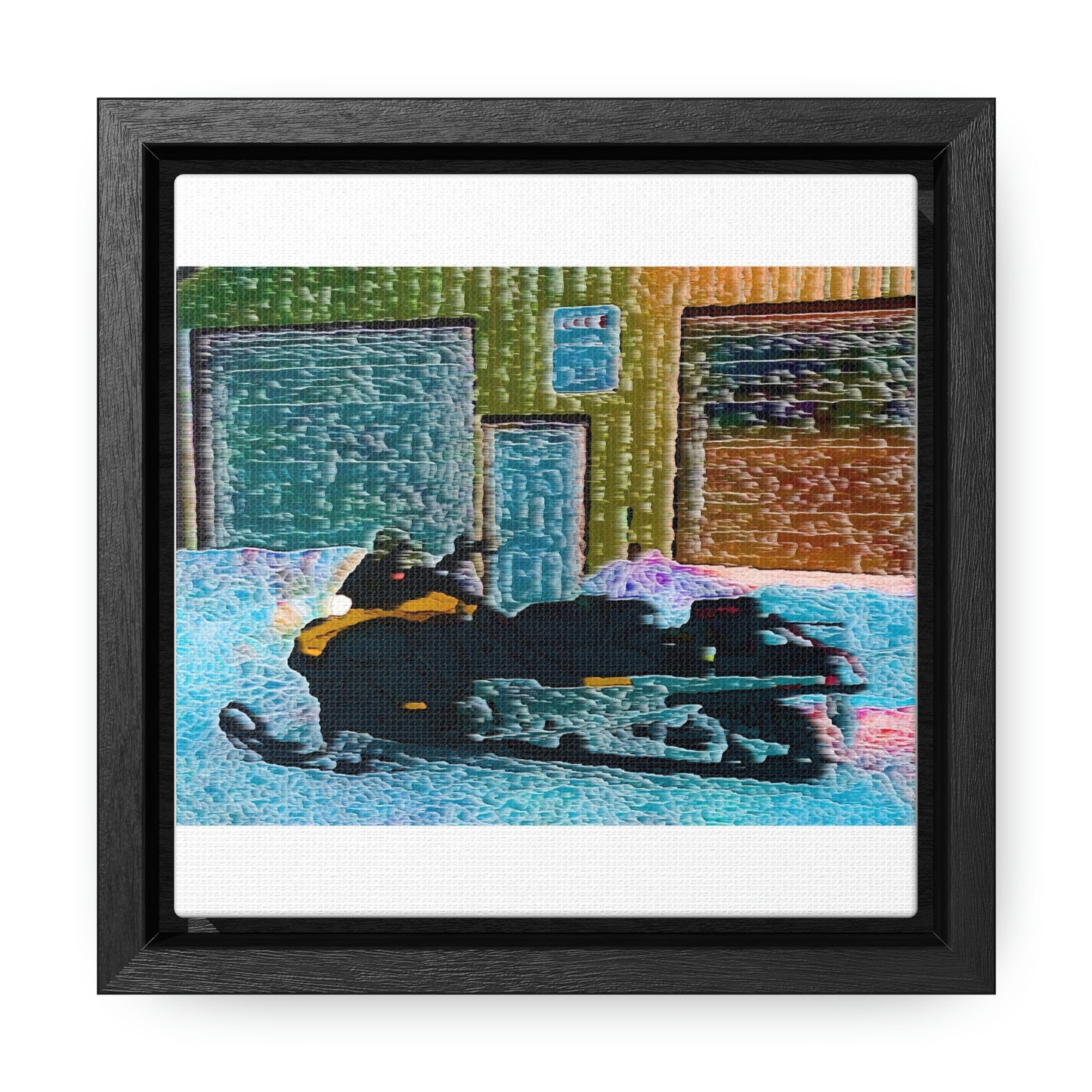 Gallery Canvas Wraps, Square Frame ... Snowmobile & Impressionalism ... 'Collecting Mail & Packages' .... Dixie, Idaho, USA ... Original Works: 10 Hours Rendering Time ...