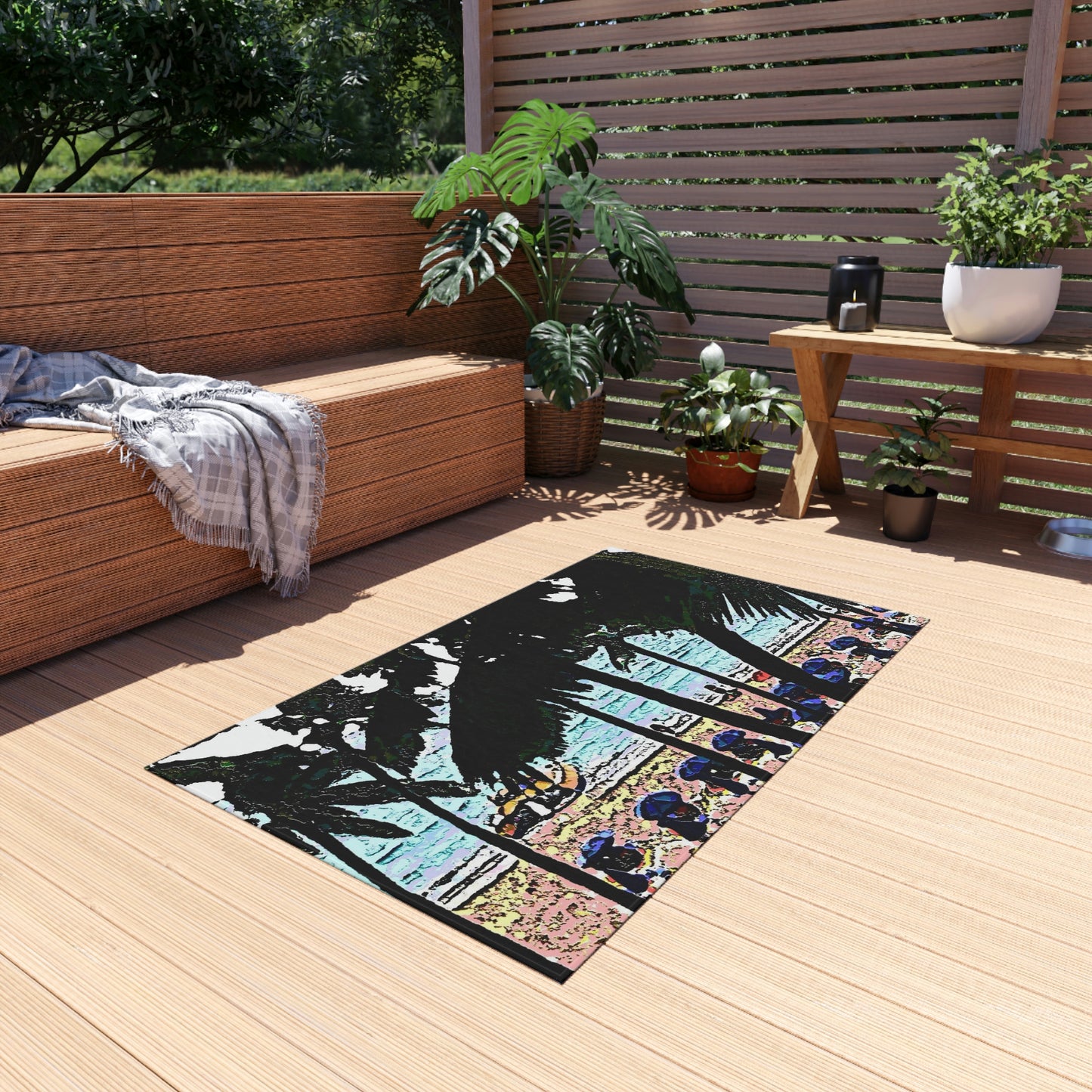 Outdoor Rug ... "A Beautiful Beach Amongst The Palms" ... The Outrigger Waikiki, Honolulu, Oahu ... Original Works ...