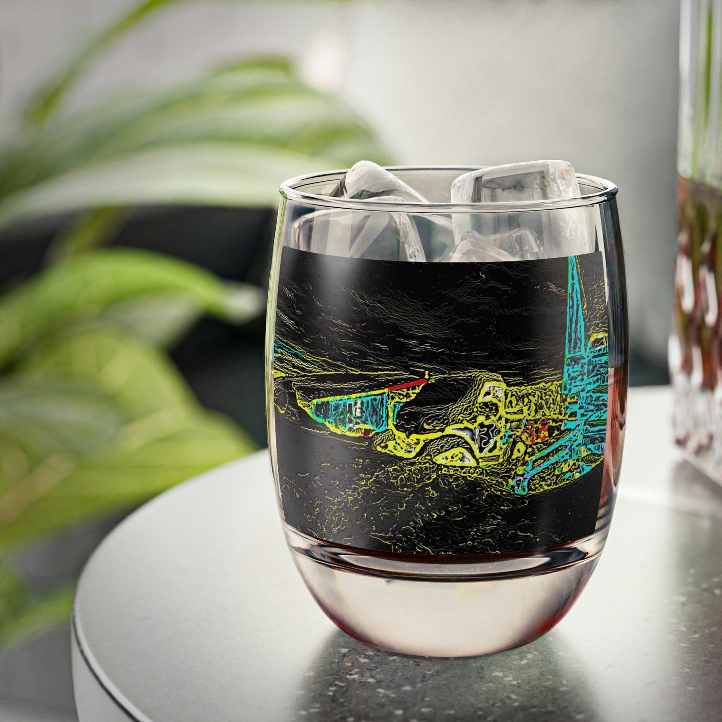 Whiskey Glass ... "Snow Vehicle In Snow Storm At-Rest" ... Circa 12Mar23 ... Central Idaho ... 18-Hours Rendering Time: Original Works ...