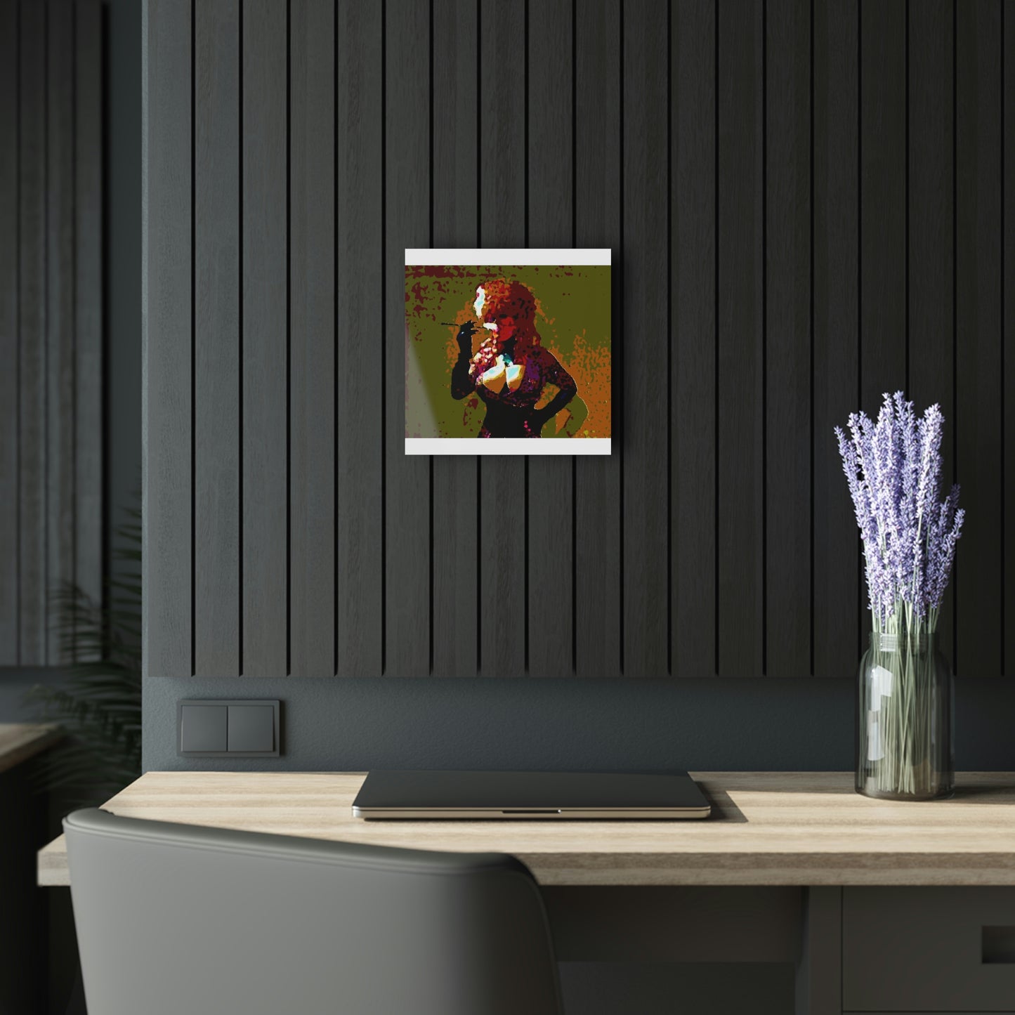 Acrylic Prints (French Cleat Hanging) ...  A Colleague Overseas ... 'Enjoying A Fag' ... Original Works ... "April Fools 2023" ... Hot-Tranny-Smoke ...