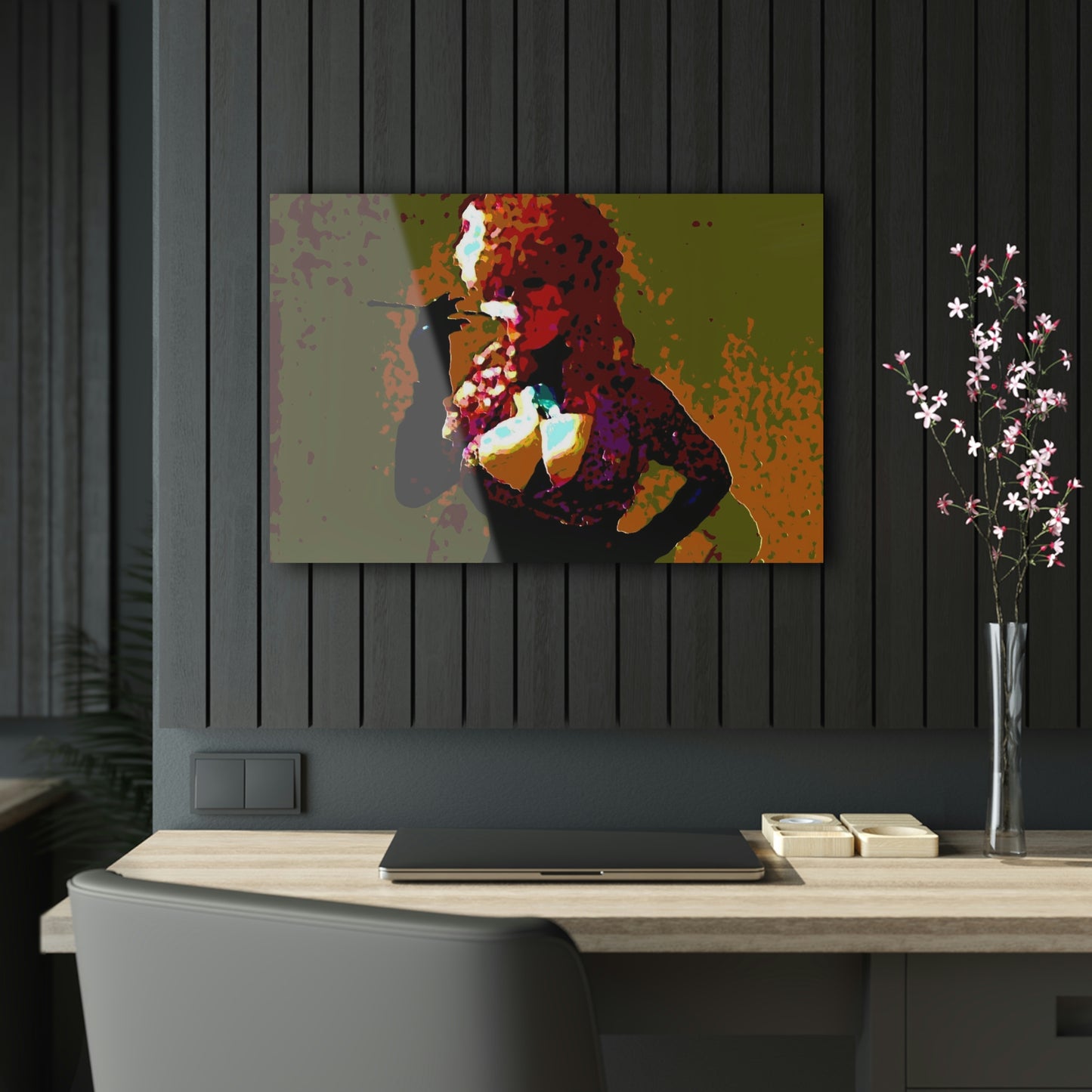 Acrylic Prints ... A Colleague Overseas ... 'Enjoying A Fag' ... Original Works ... "April Fools 2023" ... Hot-Tranny-Smoke ...