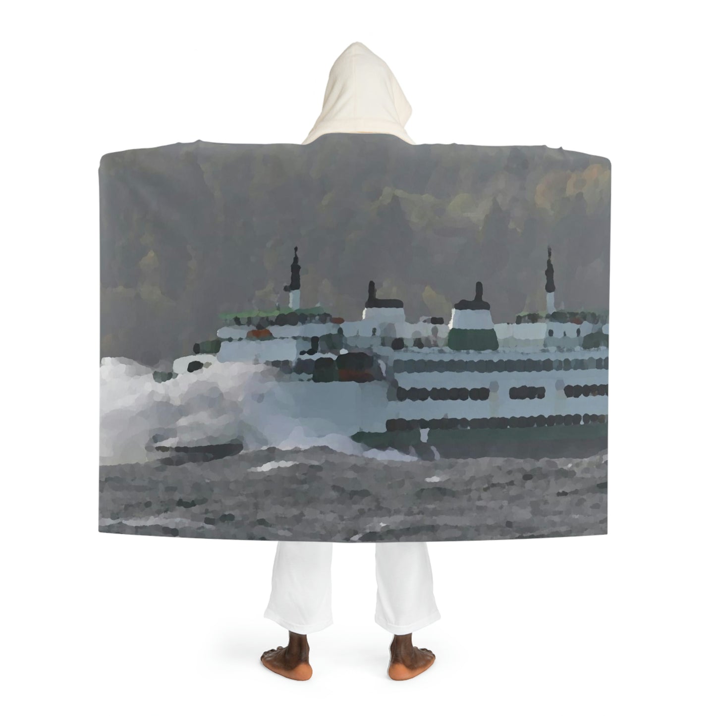 Hooded Sherpa Fleece Blanket ... WADOT Ferry Crossing ... "A Very Rough Day" ... Mulkiteo Route ... Family Archives ... Early 1990's' ... Original Works ...