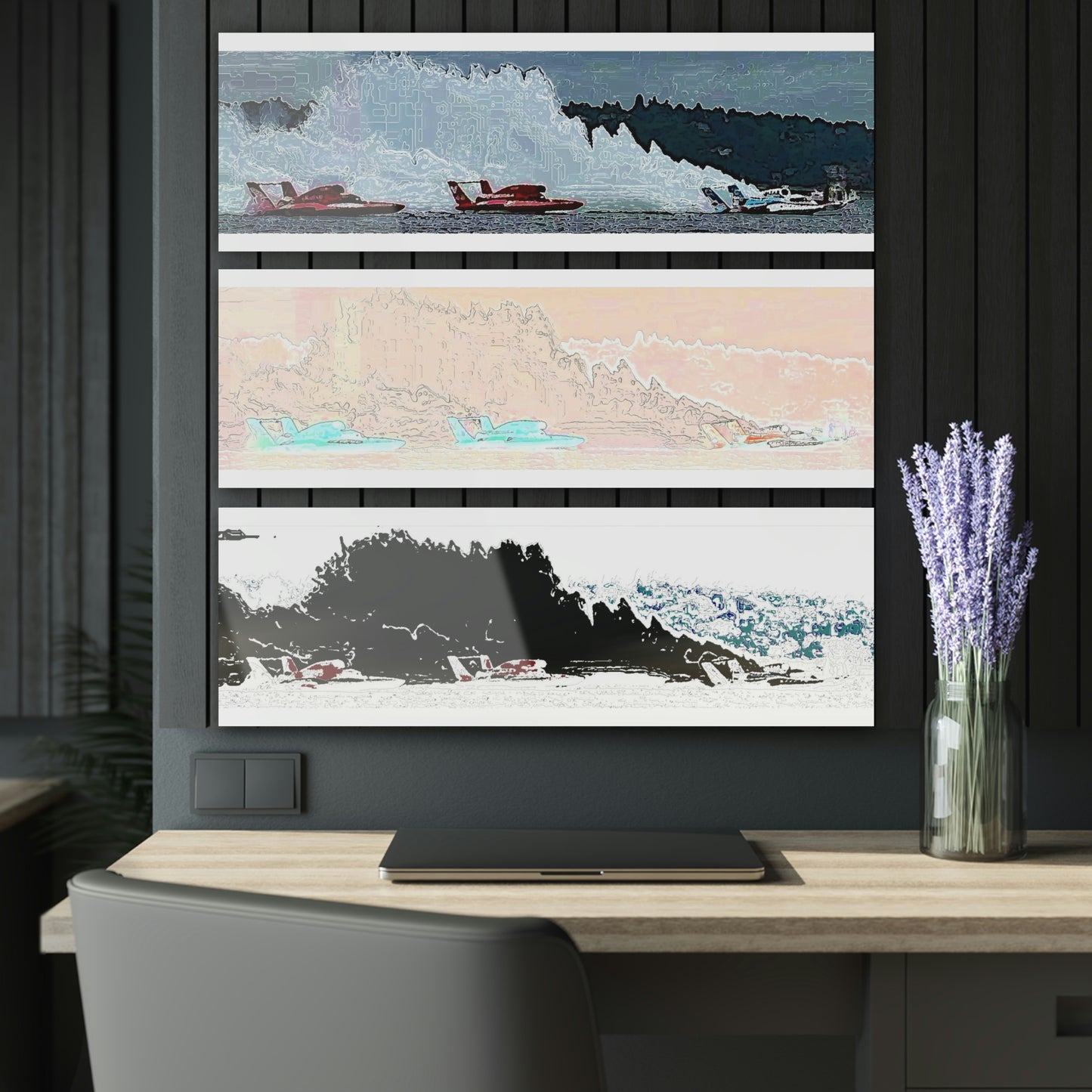 Acrylic Prints (Triptych)... Seattle Columbia Cup On Lake Washington ... "Dave Wilcox Heads For The Win" ... Associate Gift-Photo ... Original Works ...