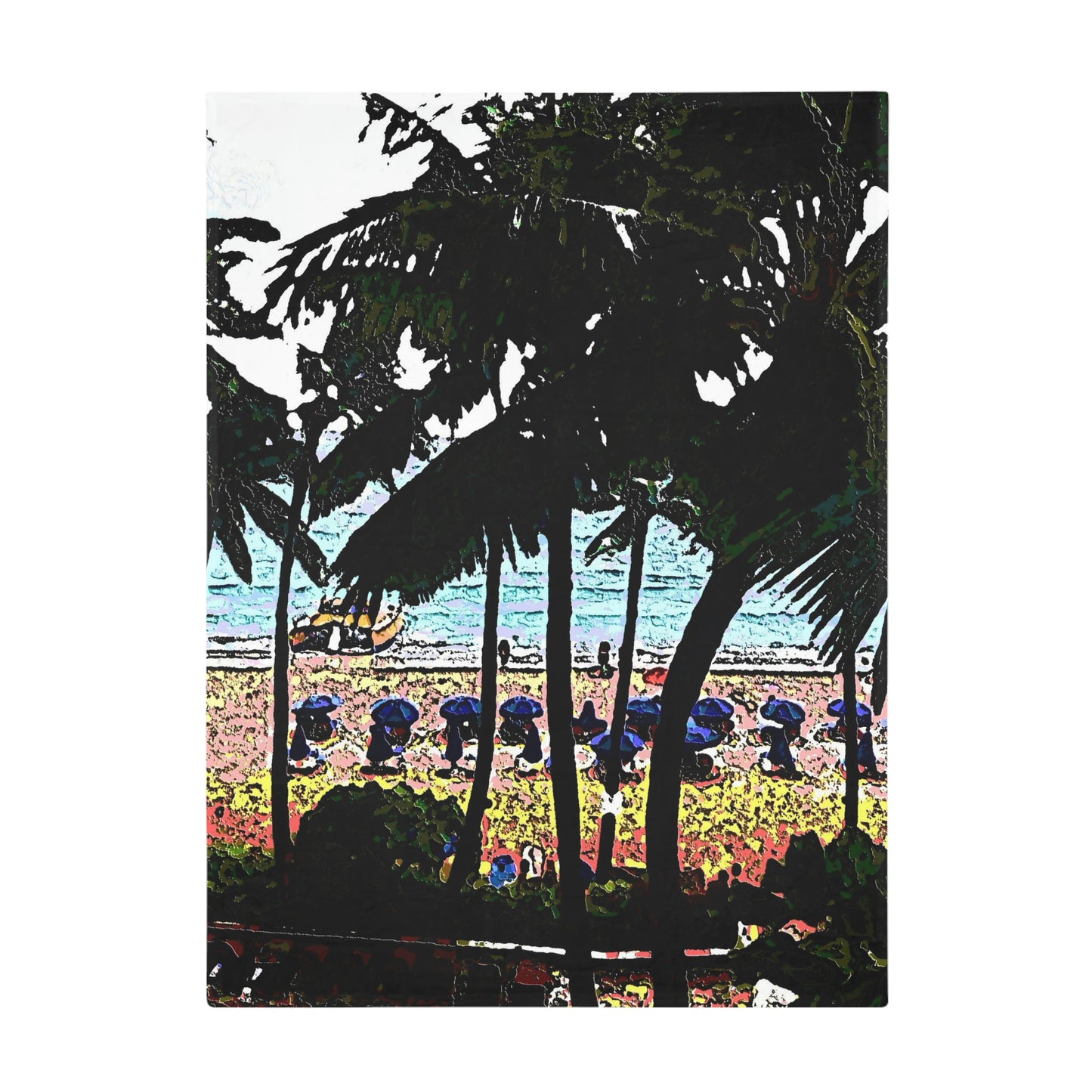 Plush Fleece Blanket ... "A Beautiful Beach Amongst The Palms" ... The Outrigger Waikiki, Honolulu, Oahu ... Original Works ...