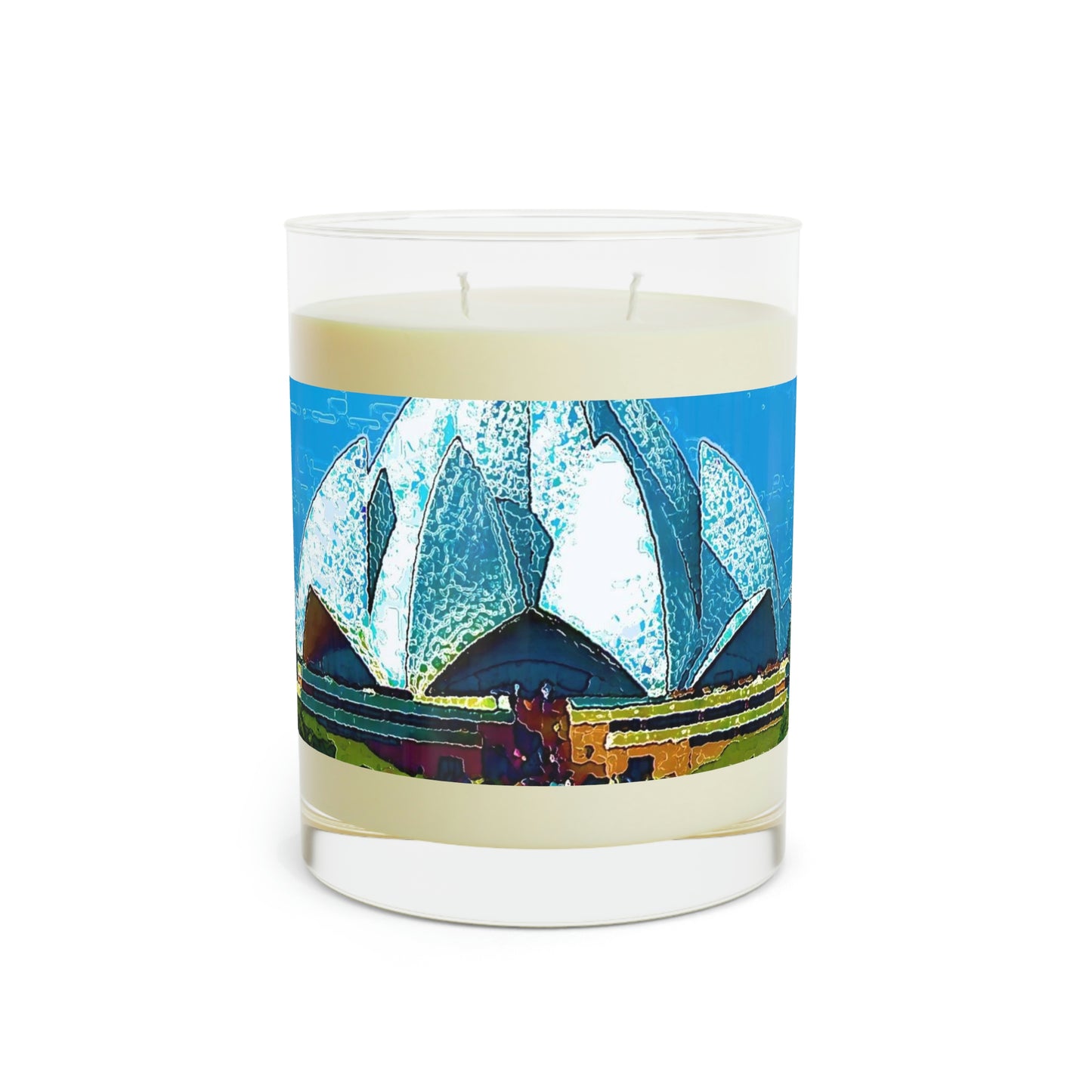 Scented Candle - Full Glass, 11oz ... 'Bahai'i House-Of-Worship' ... "Lotus Temple: Delhi, India, 2008" ... Original Works ...