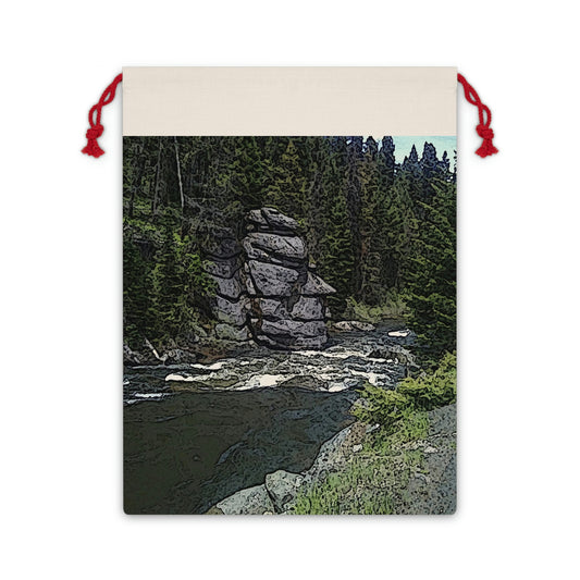 Linen Bag ..."I Am Innocent" ... Tricky-Dick Immortalized ... Nixon Rock: Along The River ... Central Idaho, Summer 2020 ... Original Works ...