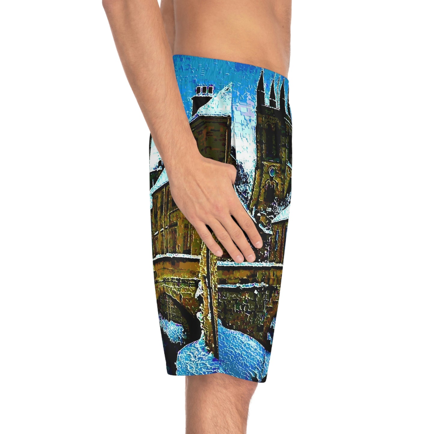 Men's Board Shorts (AOP) ... Walikng The Streets & Alleys ... 'Strolling The Canals ... '  ... Original Works  ...