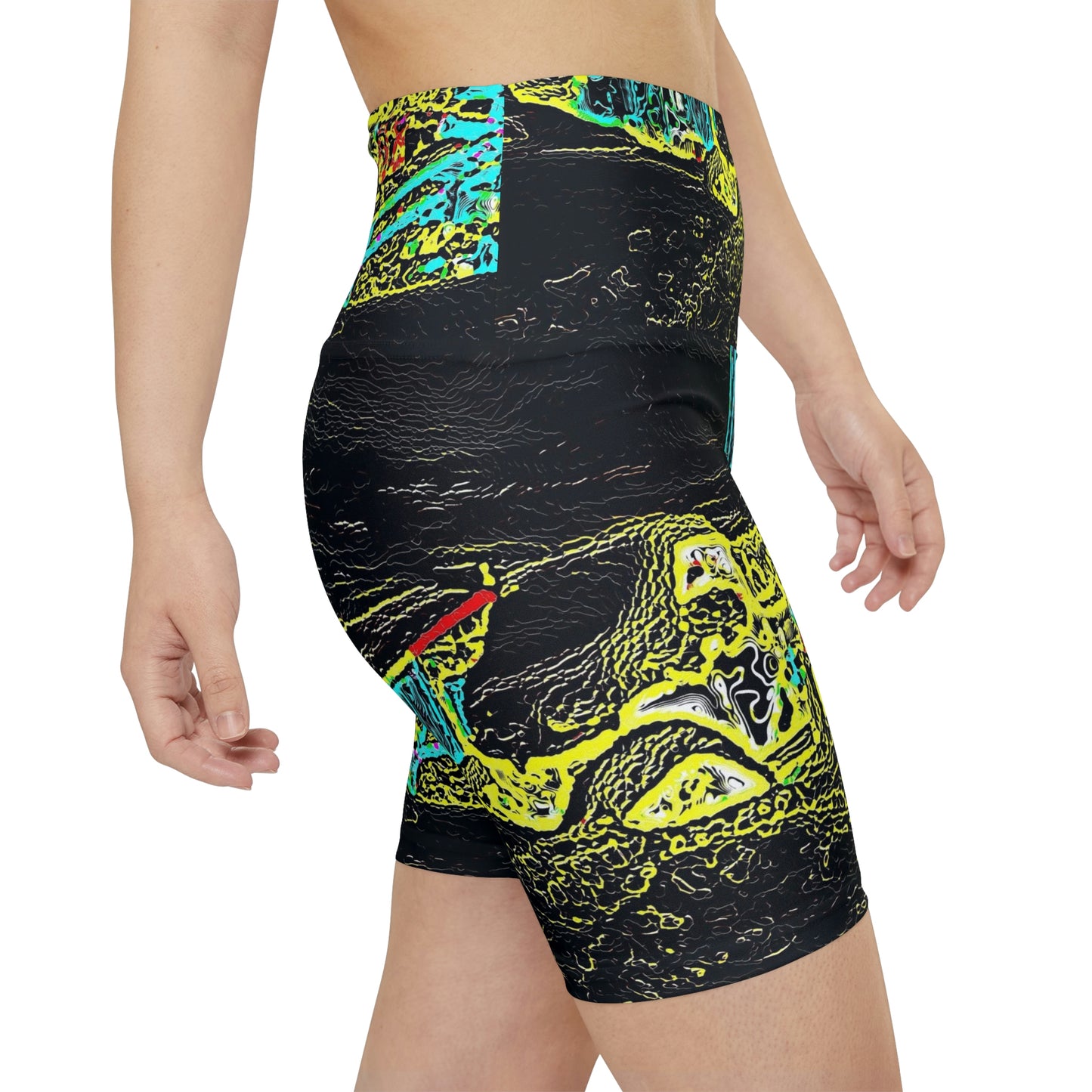 Women's Workout Shorts (AOP) ... "Snow Vehicle In Snow Storm At-Rest" ... Circa 12Mar23 ... Central Idaho ... 18-Hours Rendering Time: Original Works ...