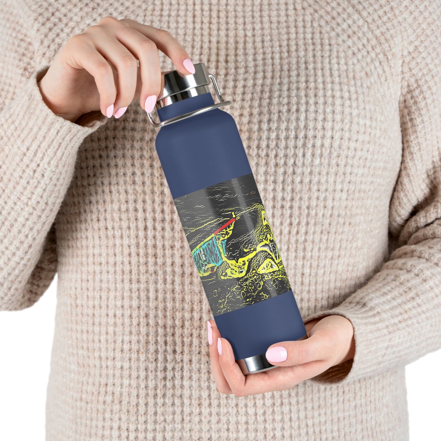 Copper Vacuum Insulated Bottle, 22oz ... "Snow Vehicle In Snow Storm At-Rest" ... Circa 12Mar23 ... Central Idaho ... 18-Hours Rendering Time: Original Works ...