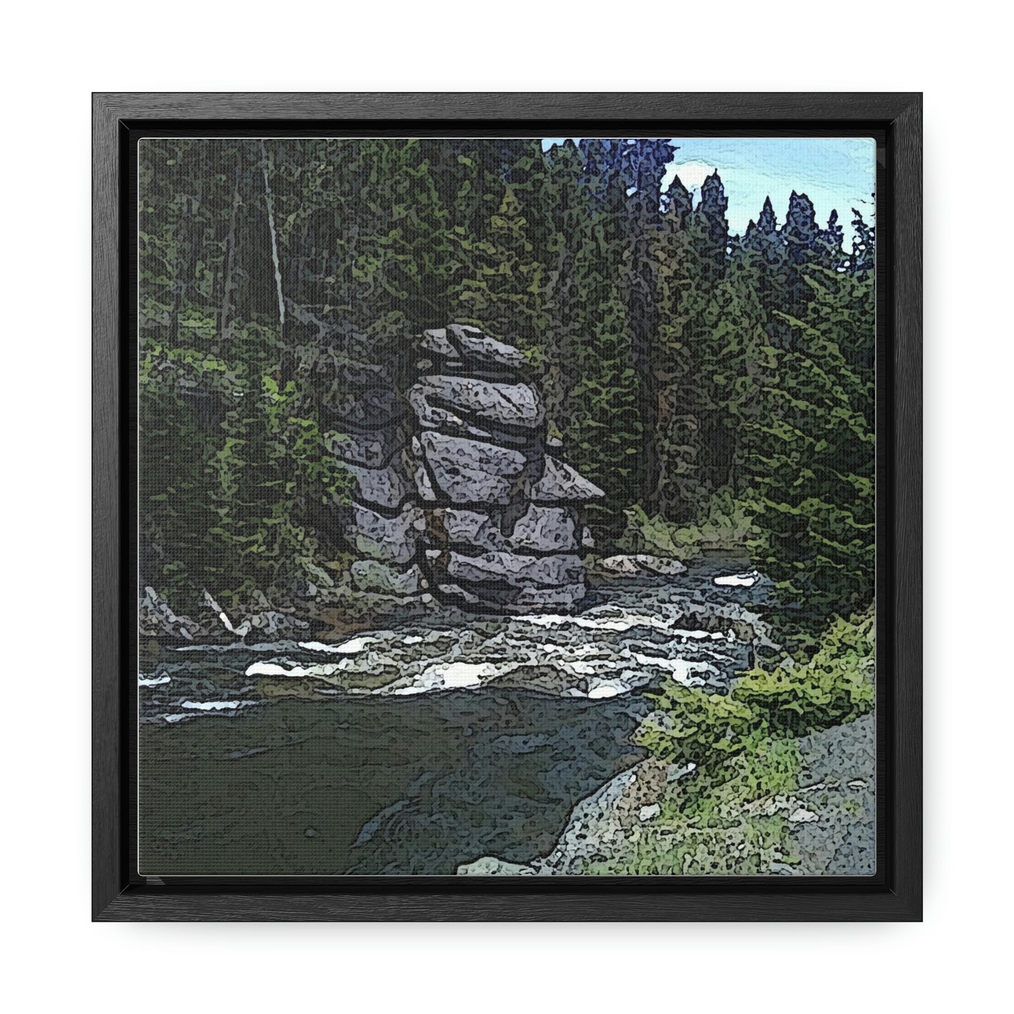 Gallery Canvas Wraps, Square Frame ...  "I Am Innocent" ... Tricky-Dick Immortalized ... Nixon Rock: Along The River ... Central Idaho, Summer 2020 ... Original Works ...