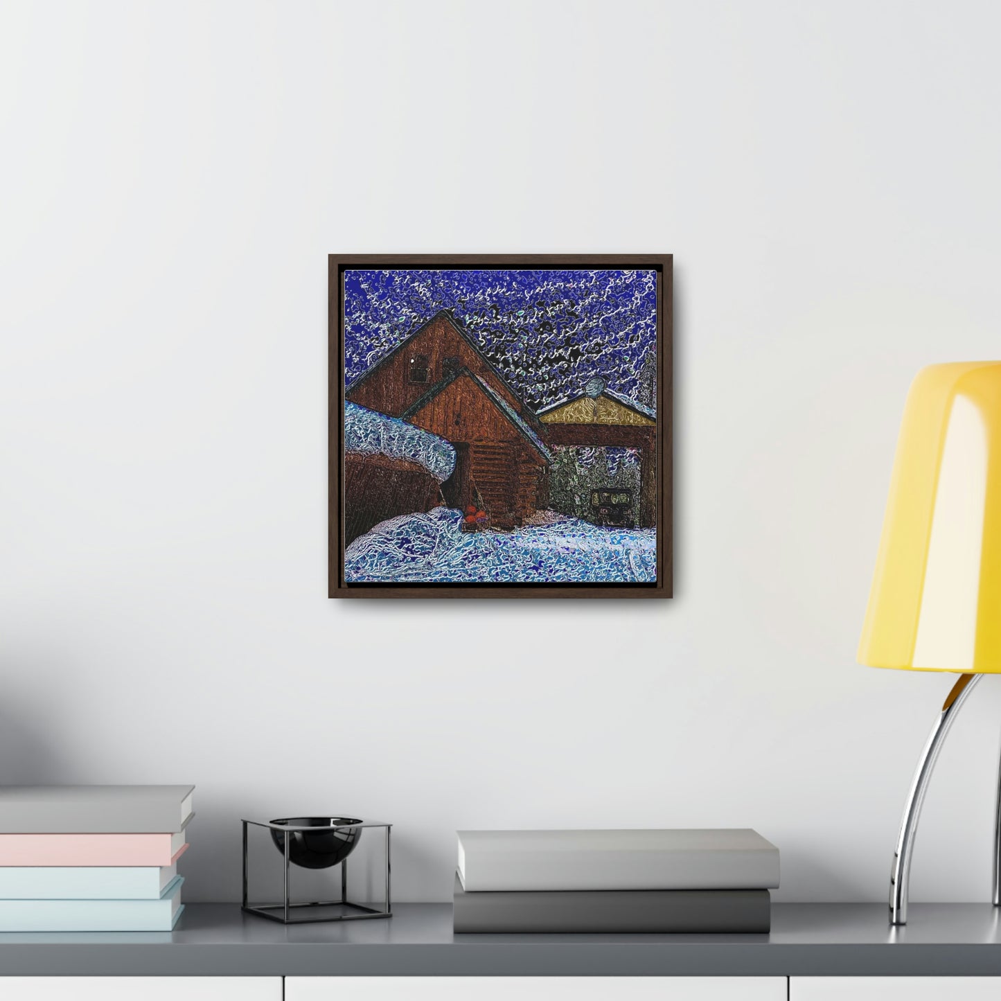 Gallery Canvas Wraps, Square Frame ... A Litle Bit Of Color ...  A Little Bit Of Van Gogh ... A Little Bit Of Vertigo ... "And Away You Go With The Snow .." Original Works: Rendering Time: 16 Hours ...