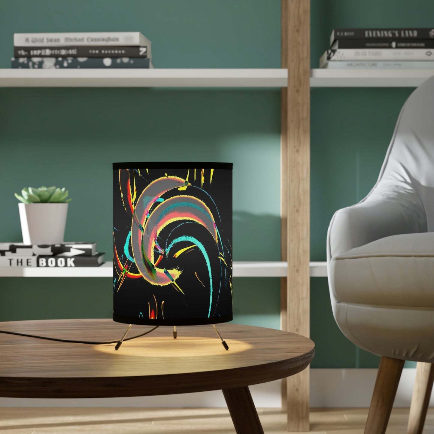 Tripod Lamp with High-Res Printed Shade, US\CA plug ... "Waning Moon" ... Central Idaho ... October 2022 ... Rendering Time: 22 Hours ... Original Works ...