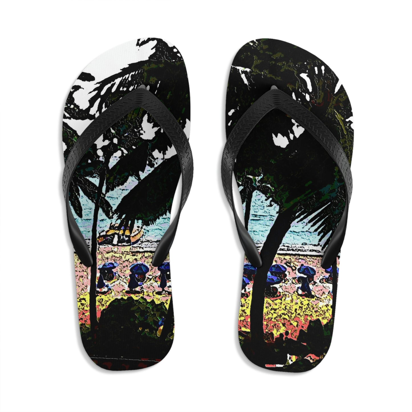 Unisex Flip-Flops ...  "A Beautiful Beach Amongst The Palms" ... The Outrigger Waikiki, Honolulu, Oahu ... Original Works ...