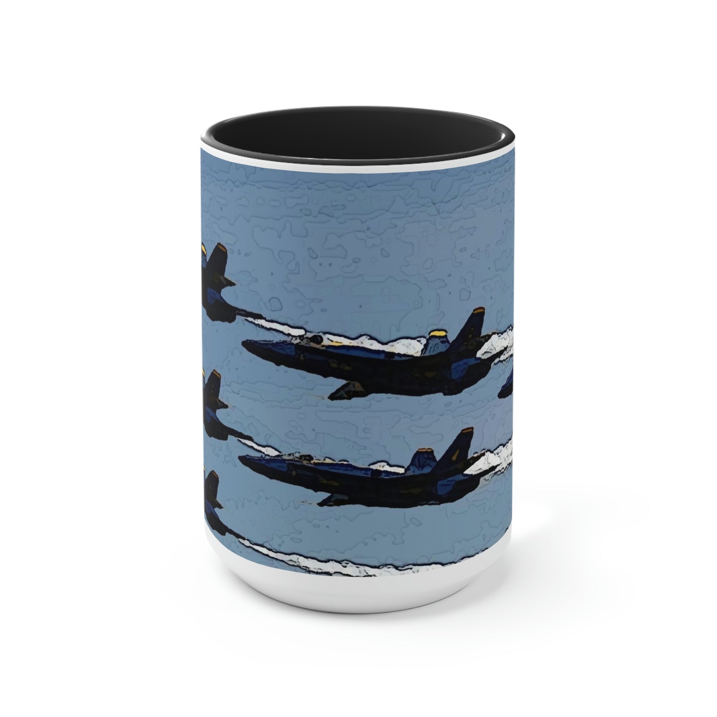 Two-Tone Coffee Mugs, 15oz ... Seattle Seafair ..."Blue Angels Run Over Lake Washington" ... Circa Mid 1980's ... Dr FJ Holt ... Original Works ...