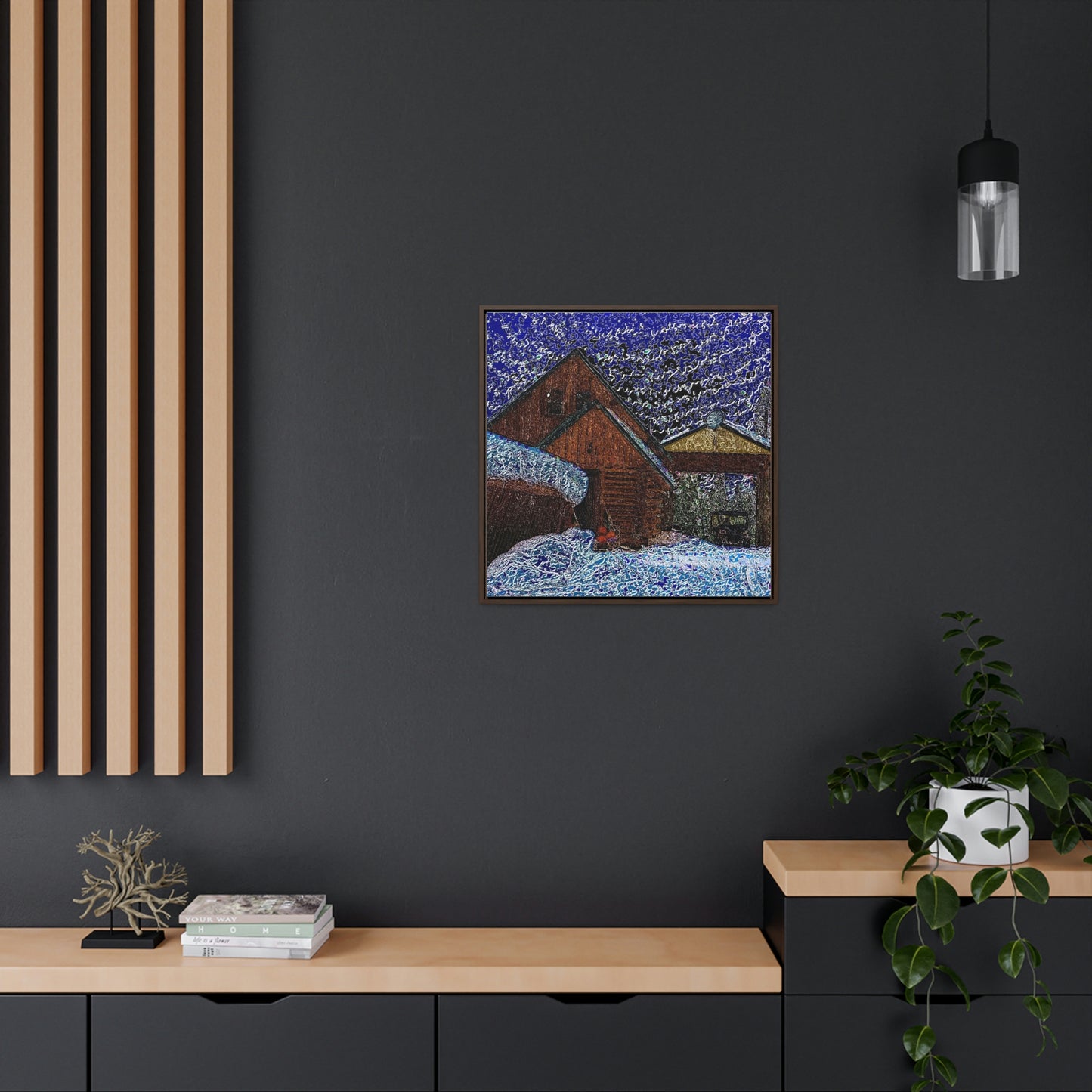 Gallery Canvas Wraps, Square Frame ... A Litle Bit Of Color ...  A Little Bit Of Van Gogh ... A Little Bit Of Vertigo ... "And Away You Go With The Snow .." Original Works: Rendering Time: 16 Hours ...