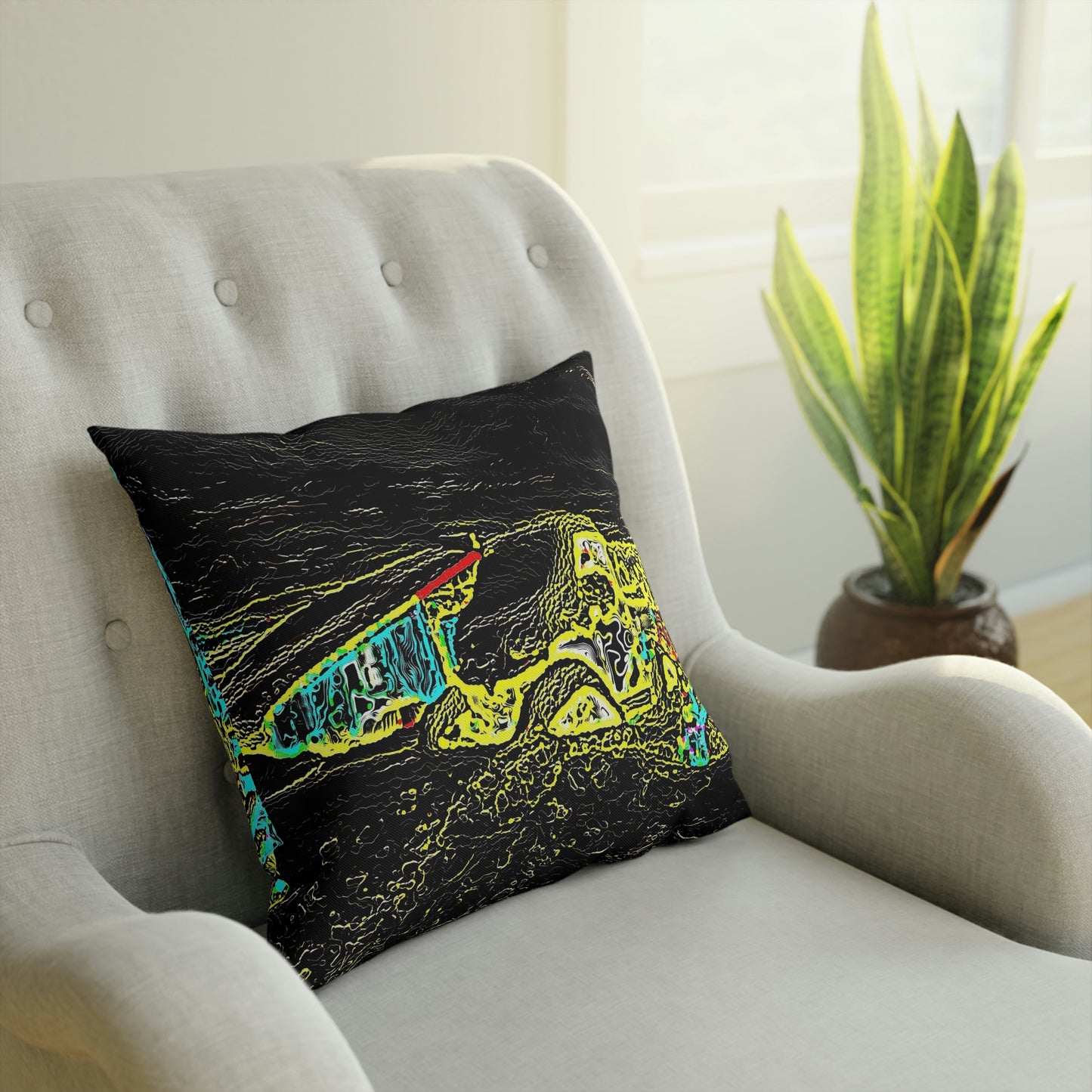 Cushion ...  "Snow Vehicle In Snow Storm At-Rest" ... Circa 12Mar23 ... Central Idaho ... 18-Hours Rendering Time: Original Works ...