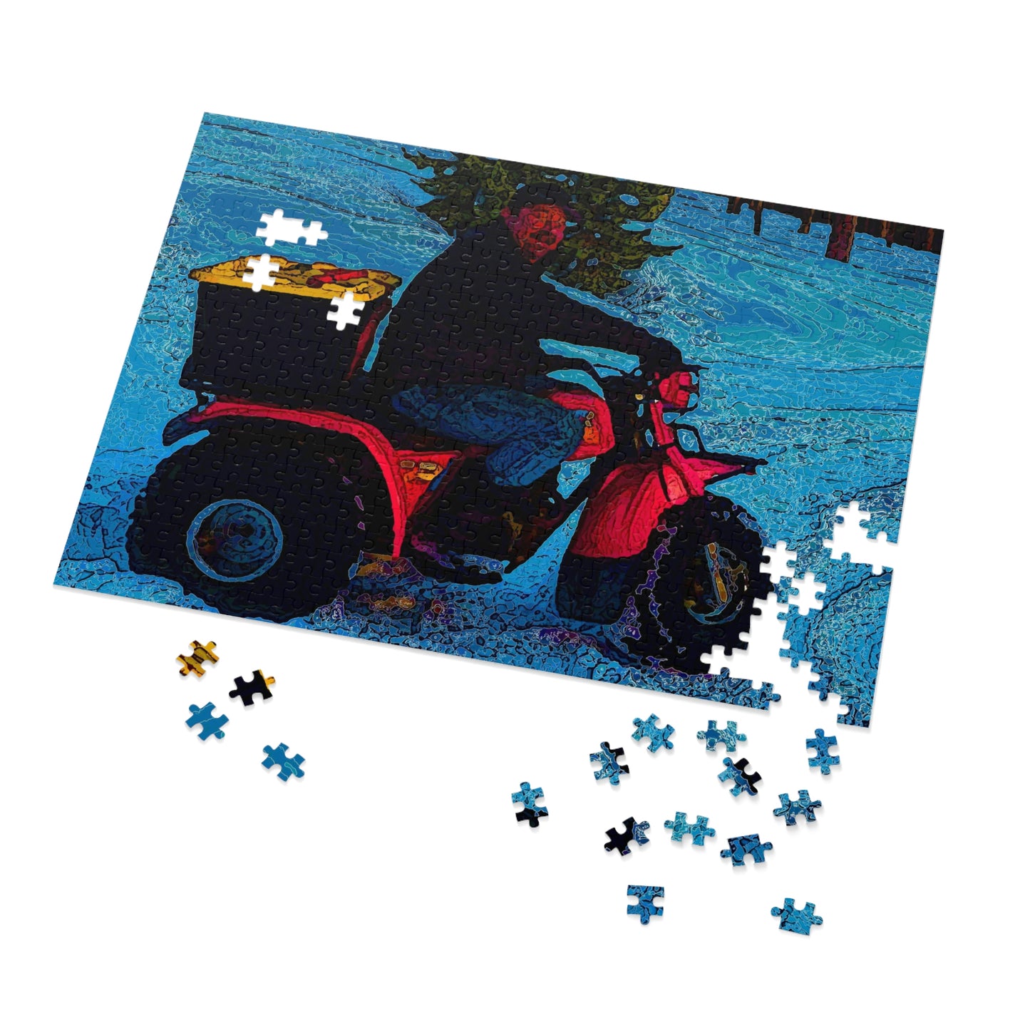 Jigsaw Puzzle (30, 110, 252, 500,1000-Piece) ... There's 2-Wheelin ... There's 4-Wheelin ... 'And-Of-Course' ... "There's 3-Wheelin-In-The-Snow" ...  Original Works ...