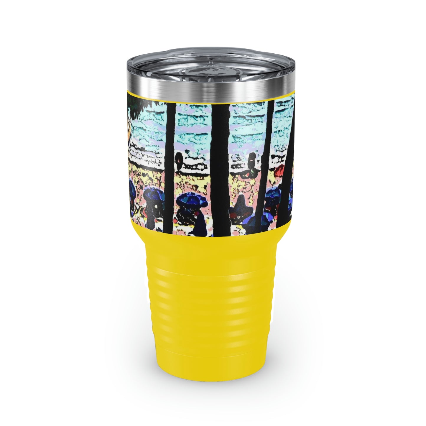 Ringneck Tumbler, 30oz ... "A Beautiful Beach Amongst The Palms" ... The Outrigger Waikiki, Honolulu, Oahu ... Original Works ...