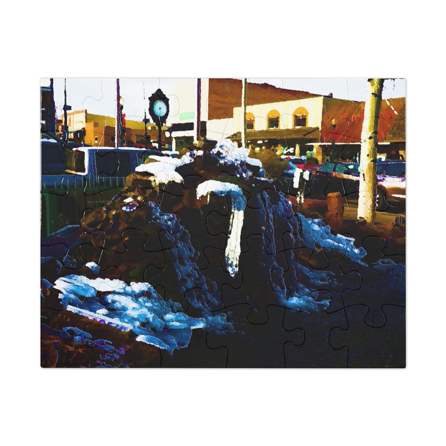 Jigsaw Puzzle (30, 110, 252, 500,1000-Piece) ...  "Ice & Water Sculpted" ... Downtown Grangeville, Idaho ... Adjacent To Irwin Pharmacy ... 5Jan23 ... Original Works ...