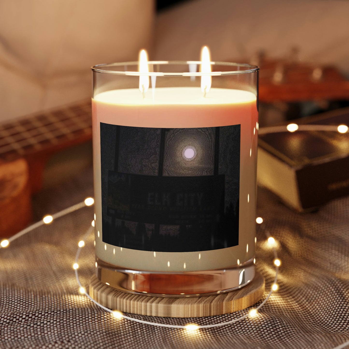 Scented Candle - Full Glass, 11oz ... Car Approaches From The Stern ... Moon Ascendary From The Bow ... "Two Friendly Travellers On A Cold Night Near Elk City" ... C