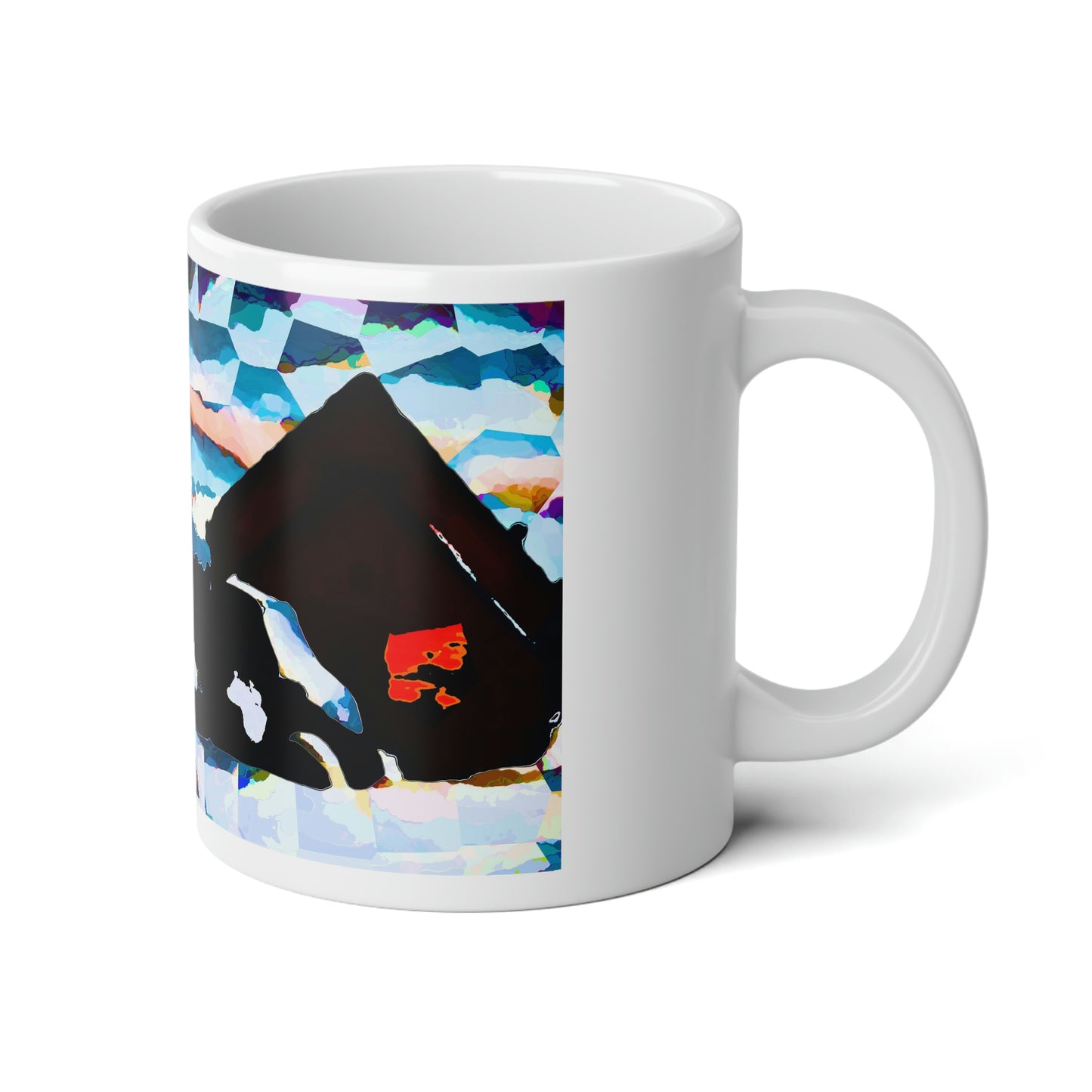 Jumbo Mug, 20oz ... After An Intense Snow Storm ... 'Digging Out' ... A Vehicle & Cabin "In The Mountains" ... March 2023 ... Original Works ...