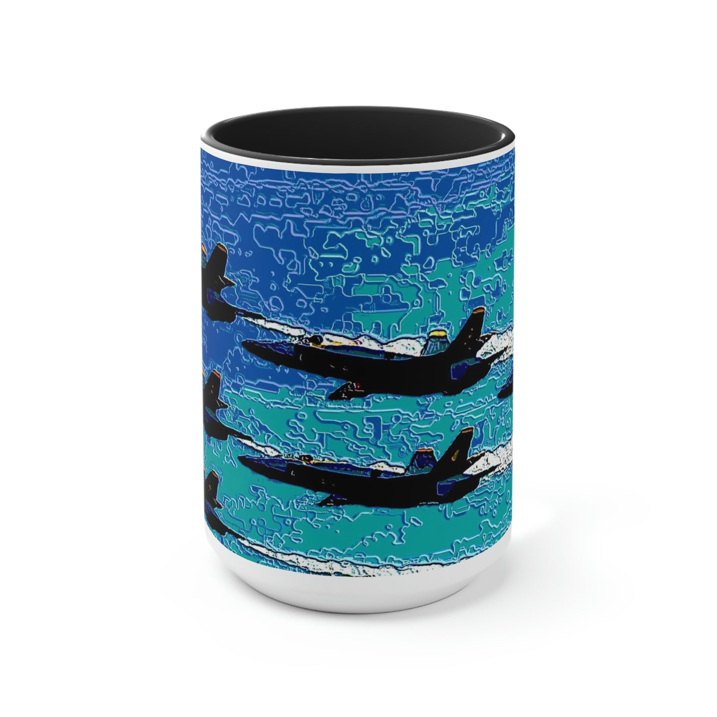 Two-Tone Coffee Mugs, 15oz ... Seattle Seafair ..."Blue Angels Run Over Lake Washington" ... Circa Mid 1980's ... Dr FJ Holt ... Original Works ...