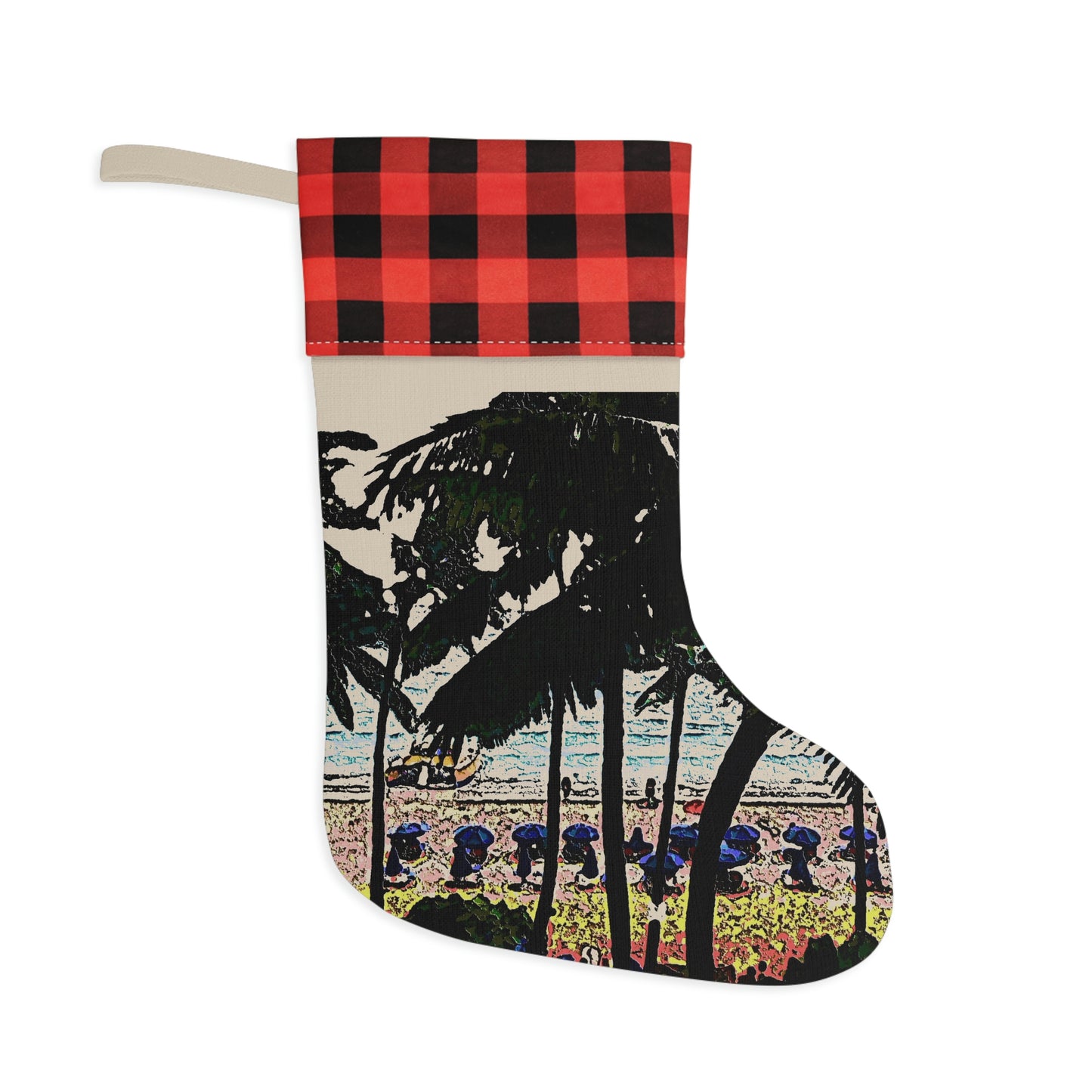 Christmas Stocking ...  "A Beautiful Beach Amongst The Palms" ... The Outrigger Waikiki, Honolulu, Oahu ... Original Works ...