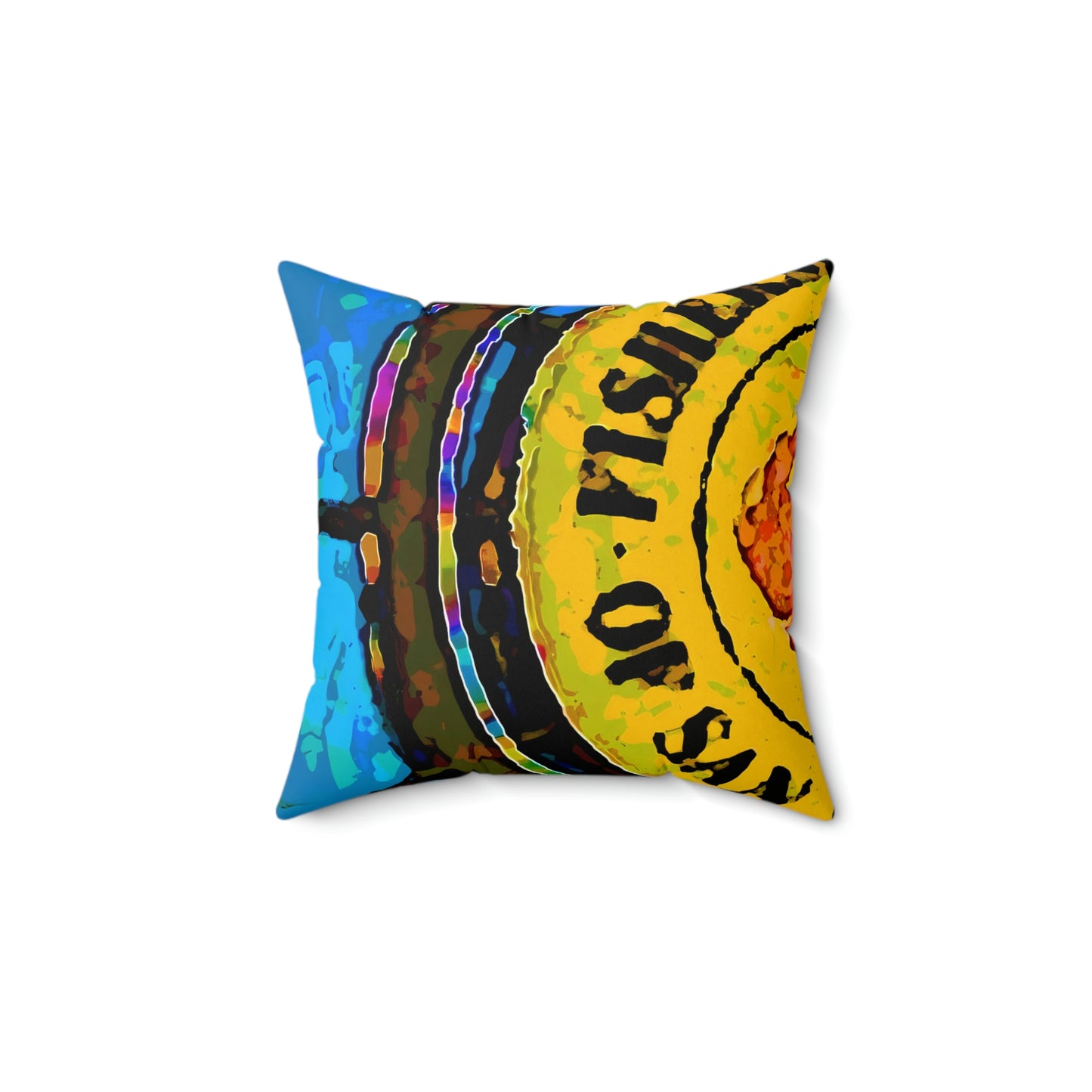 Spun Polyester Square Pillow ... "No.9 Fishermen's Grotto - Fishermen's Wharf, SF, California" ... Family Archives: 1970's ... Original Works ...