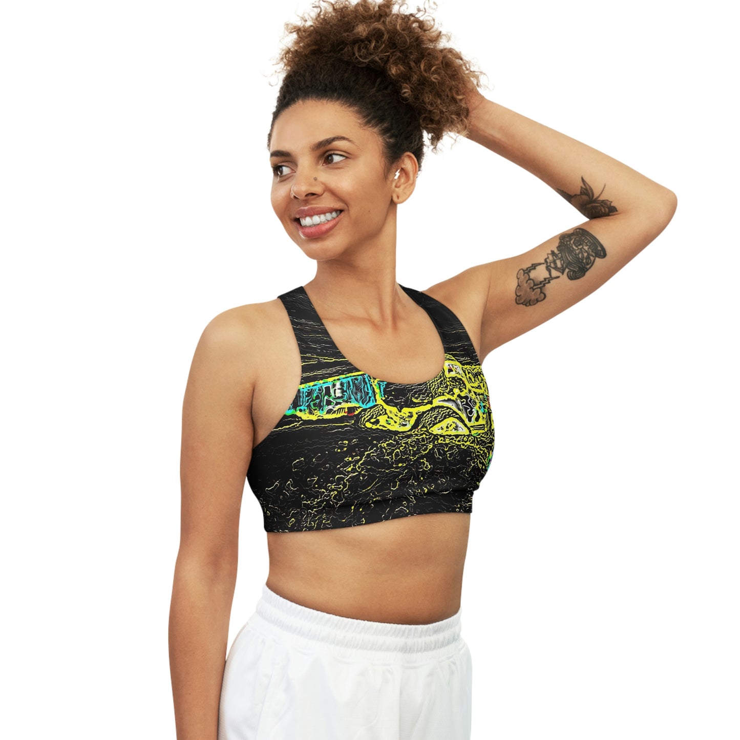 Seamless Sports Bra (AOP) ... "Snow Vehicle In Snow Storm At-Rest" ... Circa 12Mar23 ... Central Idaho ... 18-Hours Rendering Time: Original Works ...