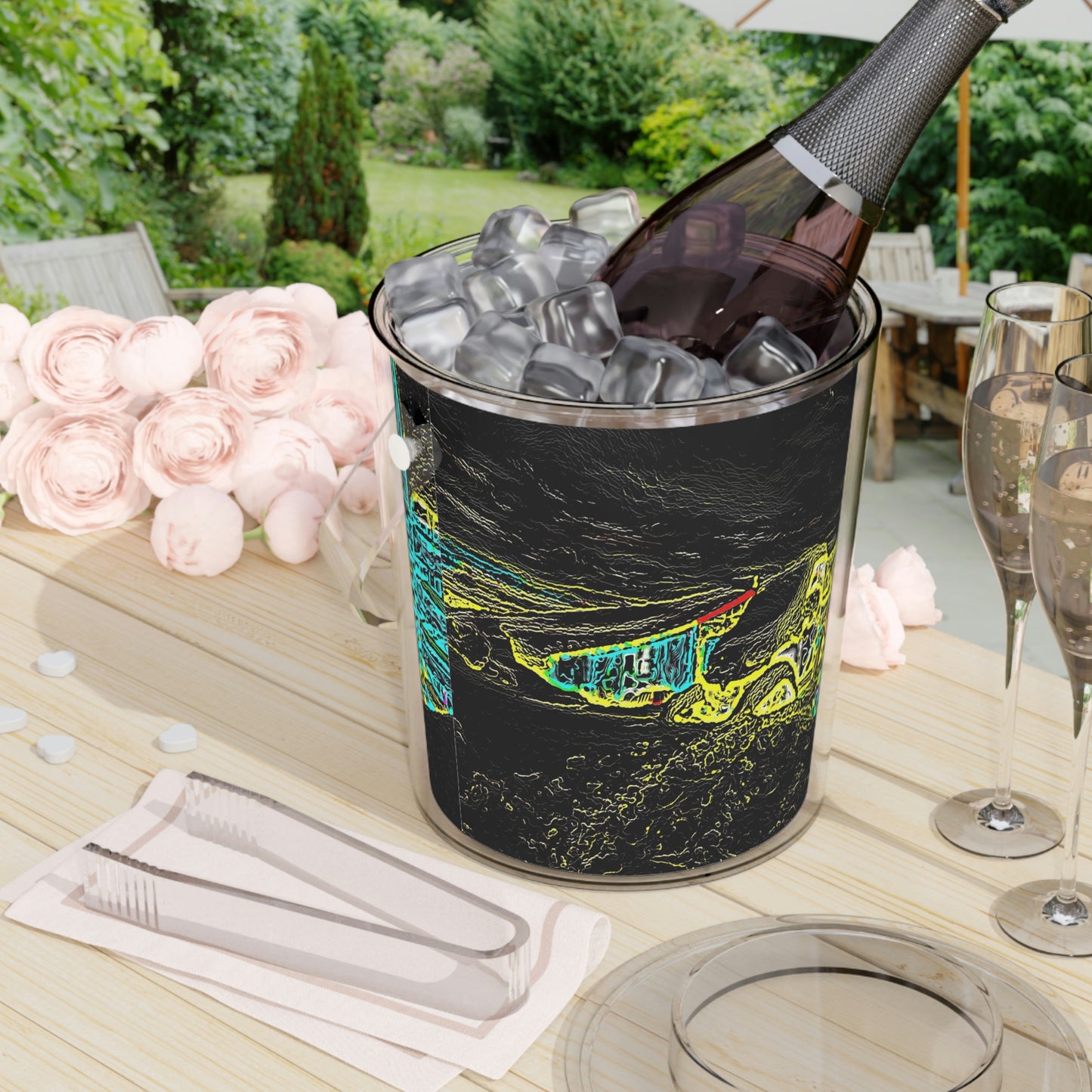 Ice Bucket with Tongs ... "Snow Vehicle In Snow Storm At-Rest" ... Circa 12Mar23 ... Central Idaho ... 18-Hours Rendering Time: Original Works ...