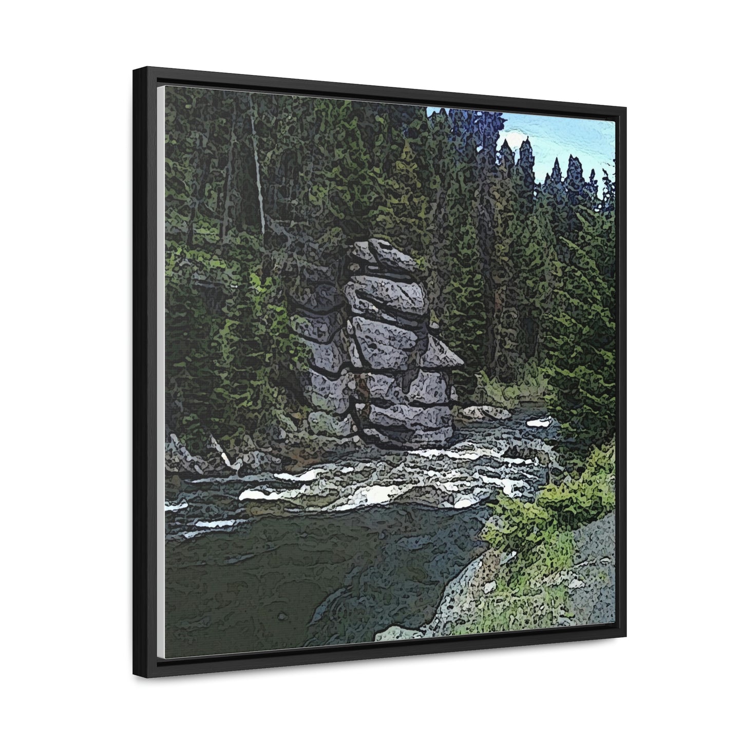 Gallery Canvas Wraps, Square Frame ...  "I Am Innocent" ... Tricky-Dick Immortalized ... Nixon Rock: Along The River ... Central Idaho, Summer 2020 ... Original Works ...