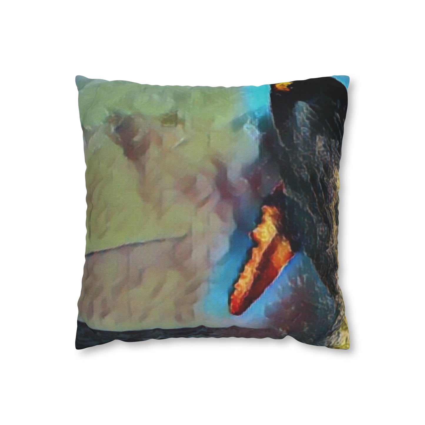 Spun Polyester Square Pillow Case ... An Extraordinary Humpback Breach ... 'With Explosive Energy' ... Family Archives (KPH) ... Circa: 21st Century. Maui, HI ... Original Works ...