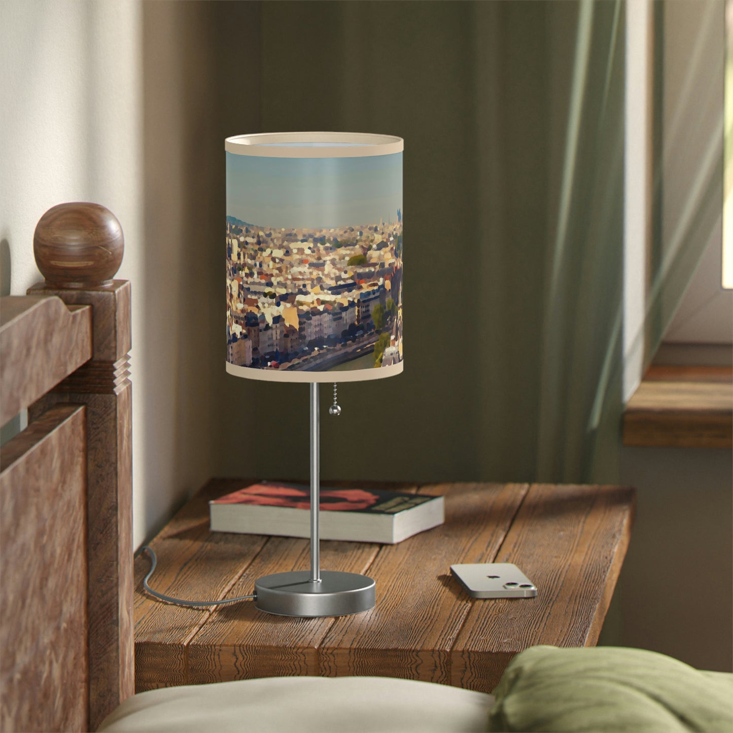Lamp on a Stand, US|CA plug ... Au Paris ... "Along The River Seine" ... Barbara Joan Bonnell-Holt: 1972 ... Original Works ...