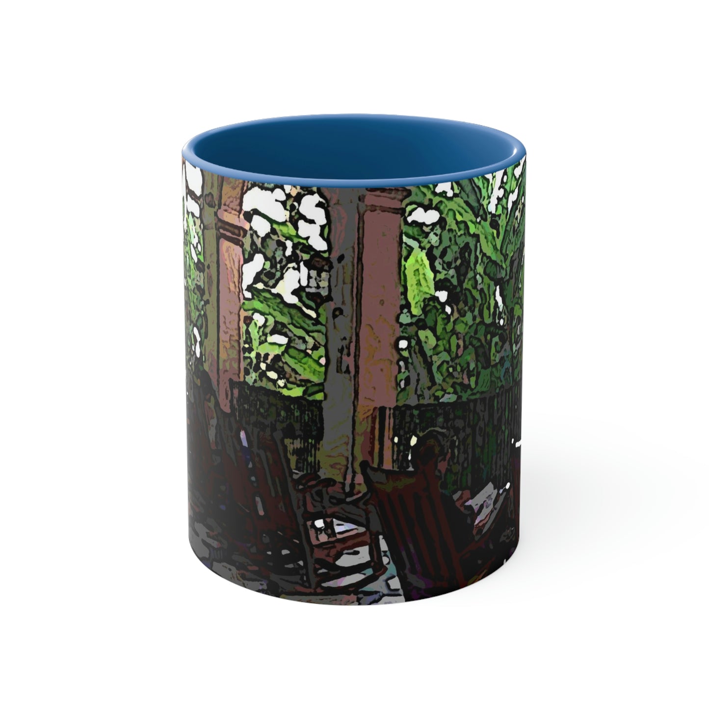 Accent Coffee Mug, 11oz ...  Lanai & Rocking Chairs At: 'The Pink Palace' ... The Royal Hawai'ian ... Honolulu, HI ... '27Oct2014' ... Original Works ...