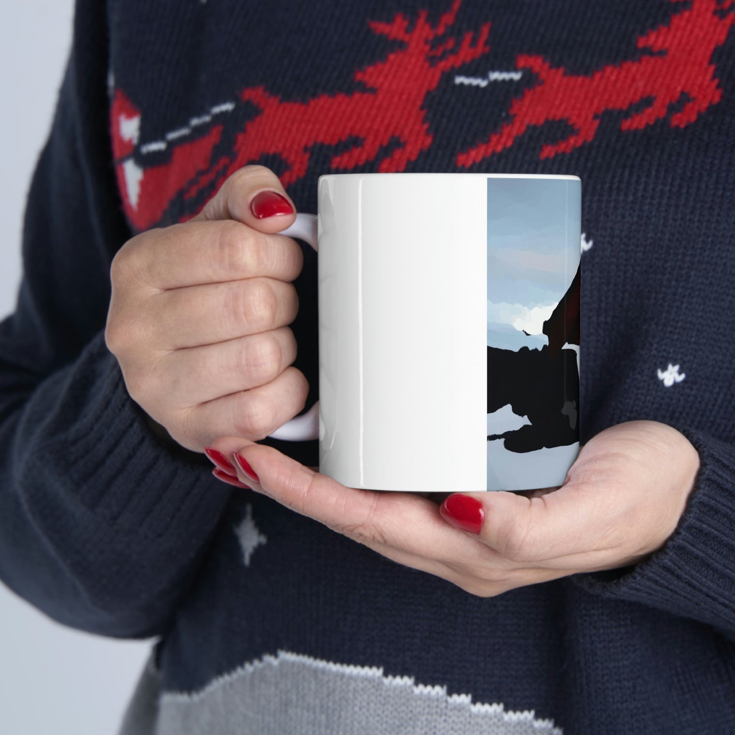 Ceramic Mug 11oz ... After An Intense Snow Storm ... 'Digging Out' ... A Vehicle & Cabin "In The Mountains" ... March 2023 ... Original Works ...