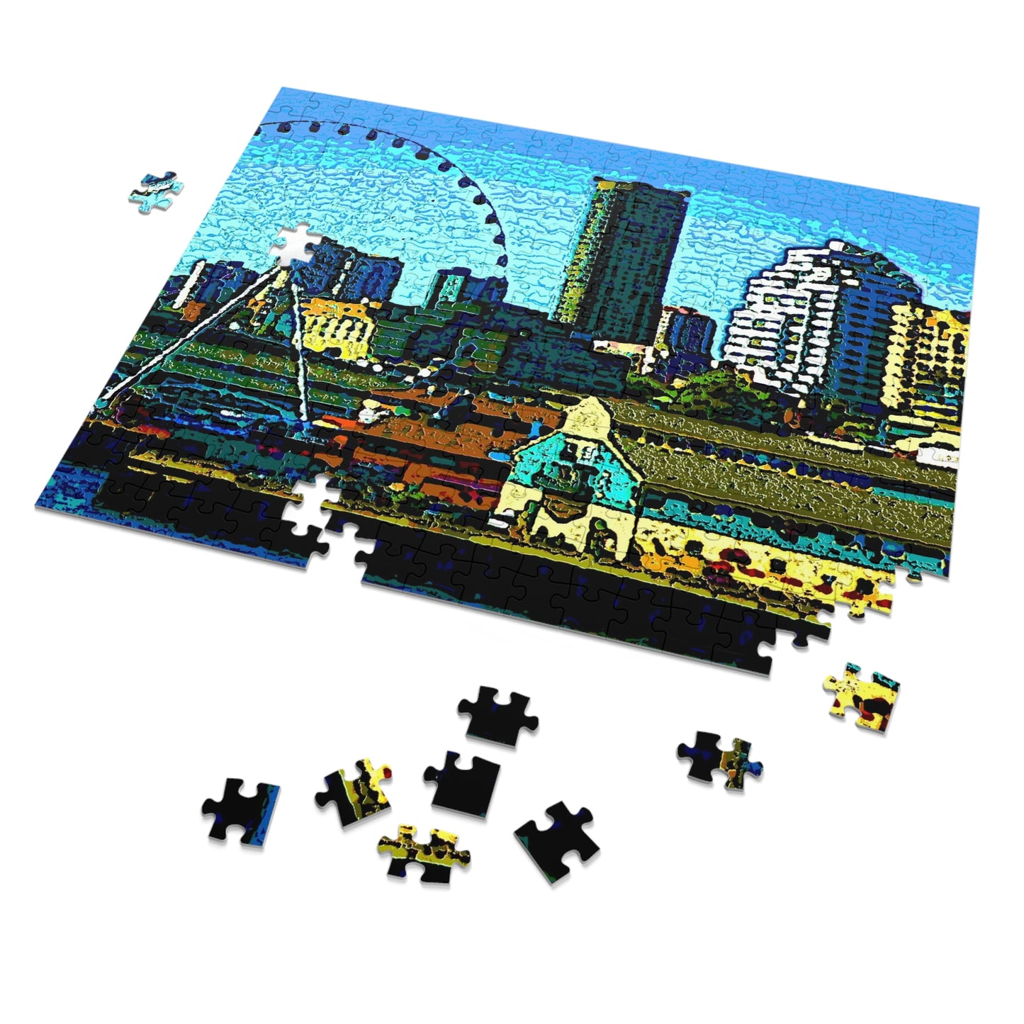 Jigsaw Puzzle (30, 110, 252, 500,1000-Piece) ... That Classic Wheel ... 'Seattle's Wheel' ... & An Old Classic Waterside Vendors ...  'Family Archives' ... Original Works ...