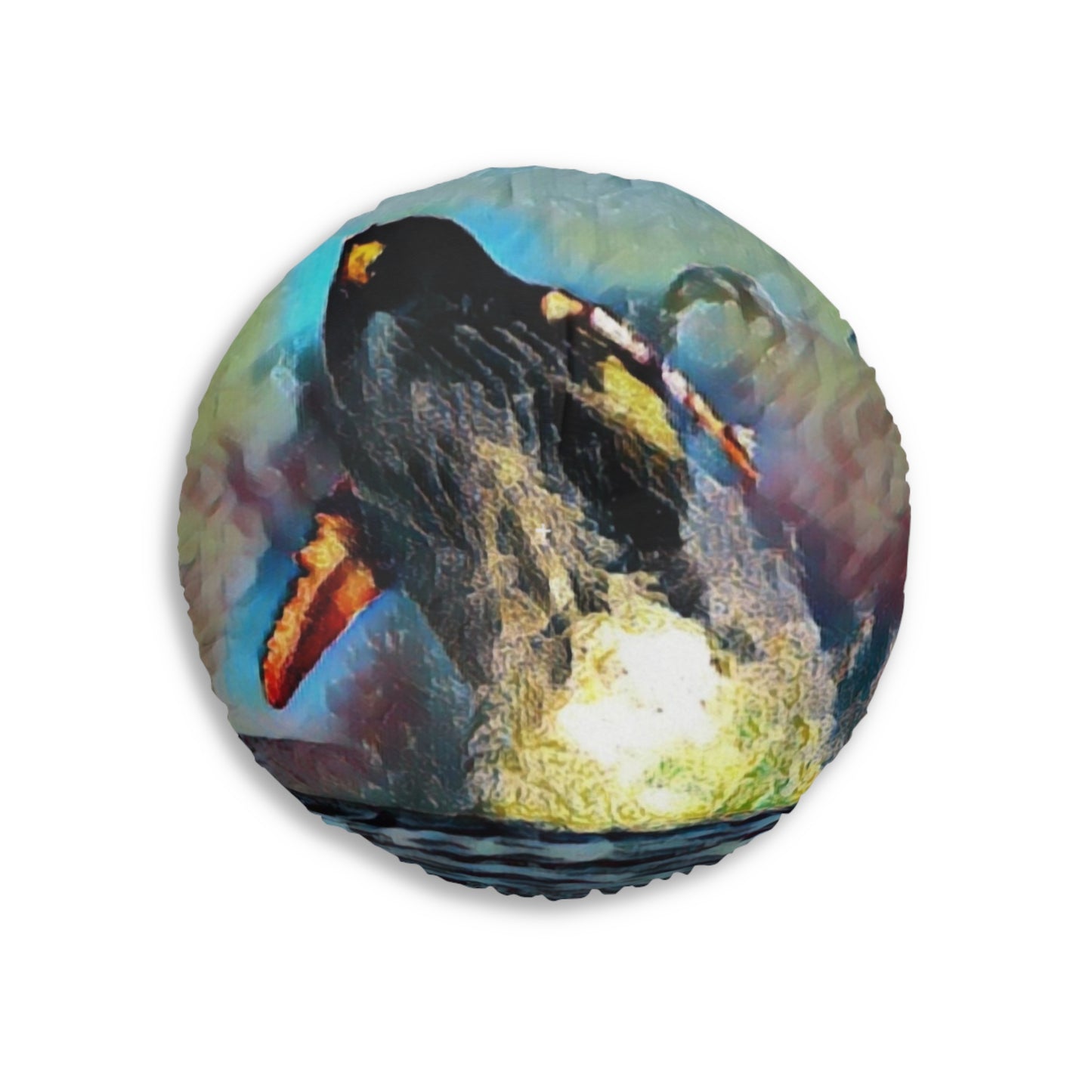 Tufted Floor Pillow, Round ... An Extraordinary Humpback Breach ... 'With Explosive Energy' ... Family Archives (KPH) ... Circa: 21st Century. Maui, HI ... Original Works ...