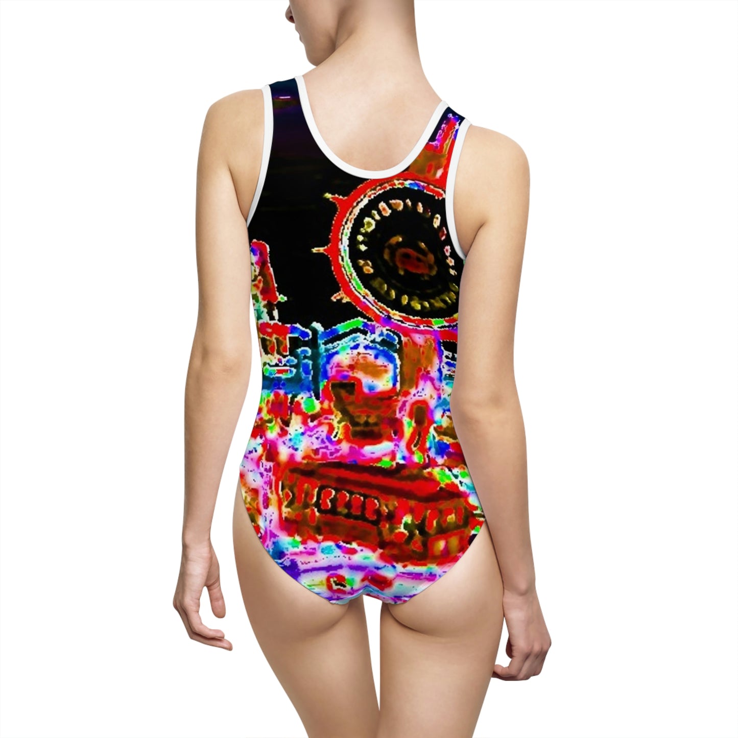 Women's Classic One-Piece Swimsuit ... "No.9 Fishermen's Grotto - Fishermen's Wharf, SF, California" ... Family Archives: 1970's ... Original Works ...