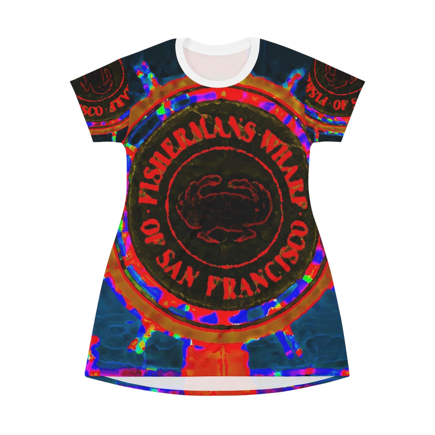 All Over Print T-Shirt Dress ... "No.9 Fishermen's Grotto - Fishermen's Wharf, SF, California" ... Family Archives: 1970's ... Original Works ...