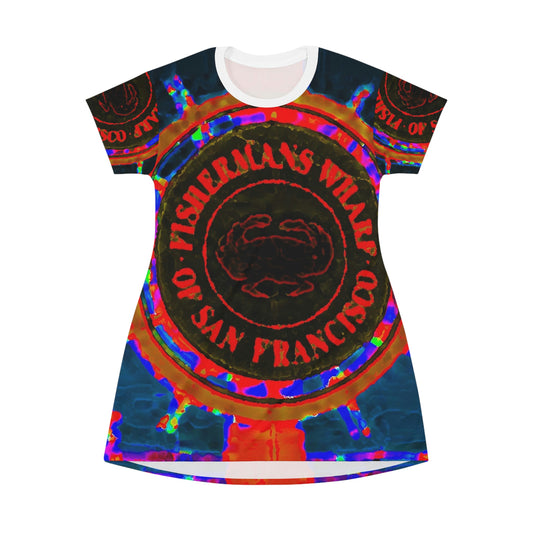 All Over Print T-Shirt Dress ... "No.9 Fishermen's Grotto - Fishermen's Wharf, SF, California" ... Family Archives: 1970's ... Original Works ...