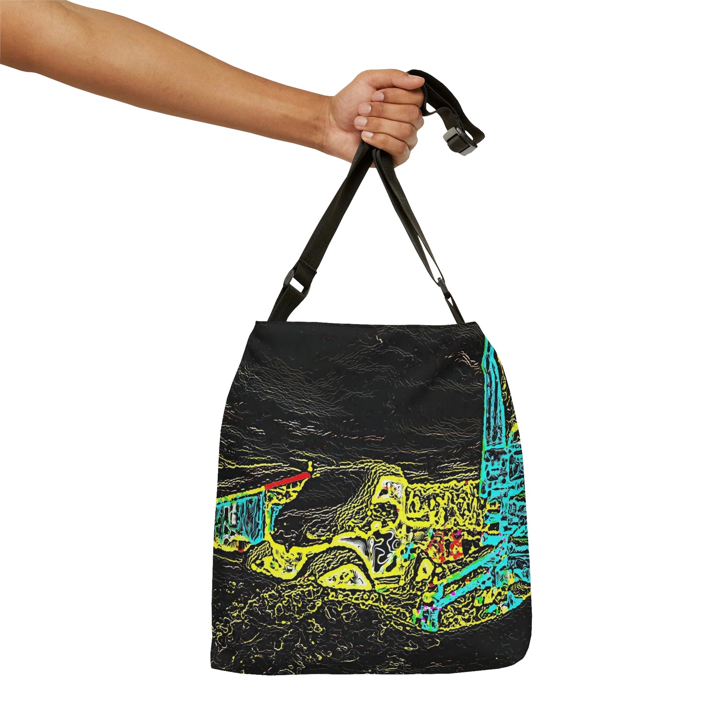 Adjustable Tote Bag (AOP) ... "Snow Vehicle In Snow Storm At-Rest" ... Circa 12Mar23 ... Central Idaho ... 18-Hours Rendering Time: Original Works ...