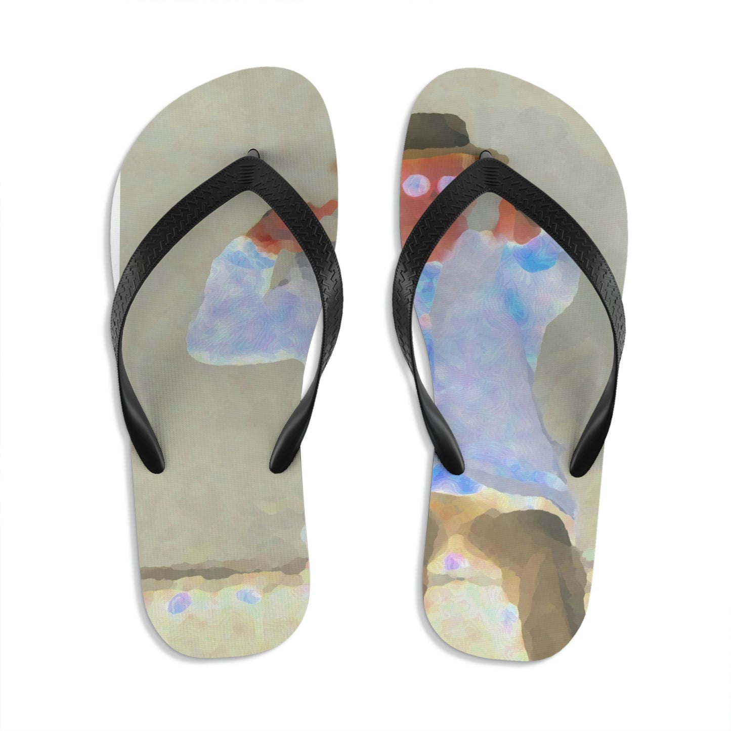 Unisex Flip-Flops ... "Here's To You Friends & Associates" ... Geting-Er-Done ... Idaho / Washington Border (Lewiston, ID - Clarkston, WA) ... Original Works: Rendering Time: 8 Hours ...